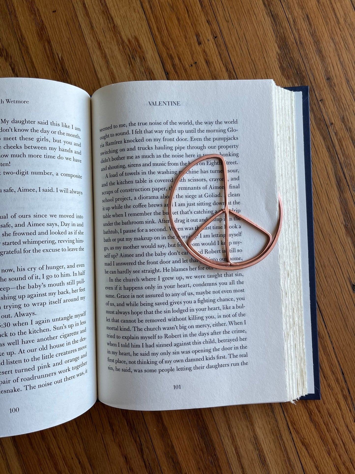 Peace Sign Symbol Bookmark | Handmade Salvaged Copper Wire Line Art | Book Jewelry Gift | Reading Journal Accessory | Notebook Stationary