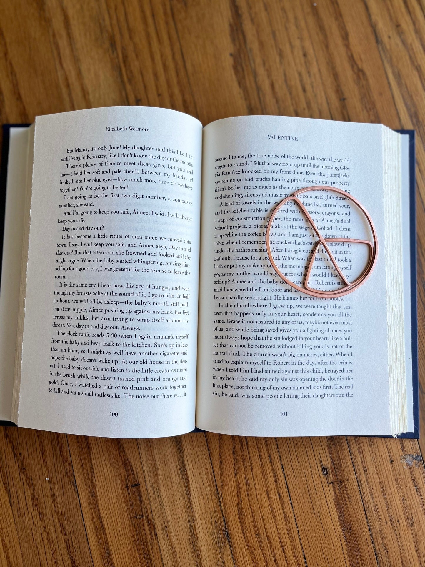 Peace Sign Symbol Bookmark | Handmade Salvaged Copper Wire Line Art | Book Jewelry Gift | Reading Journal Accessory | Notebook Stationary