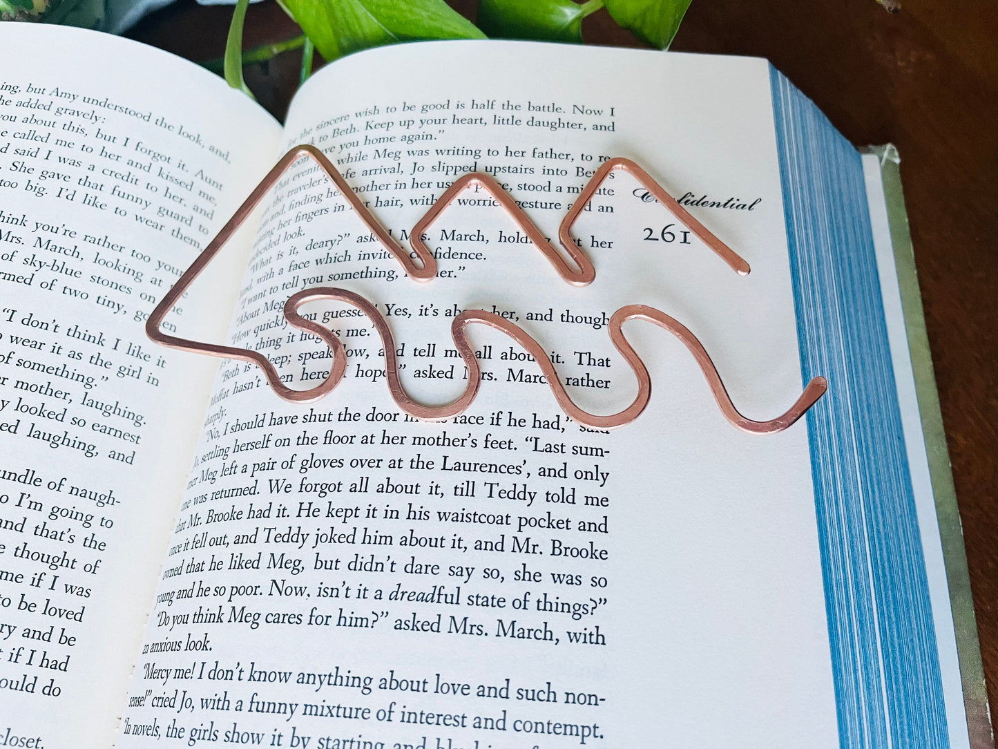 Ocean Waves Mountain Bookmark | Handmade Salvaged Copper Wire Line Art | Notebook Stationary | Book Jewelry | Reading Journal Accessories