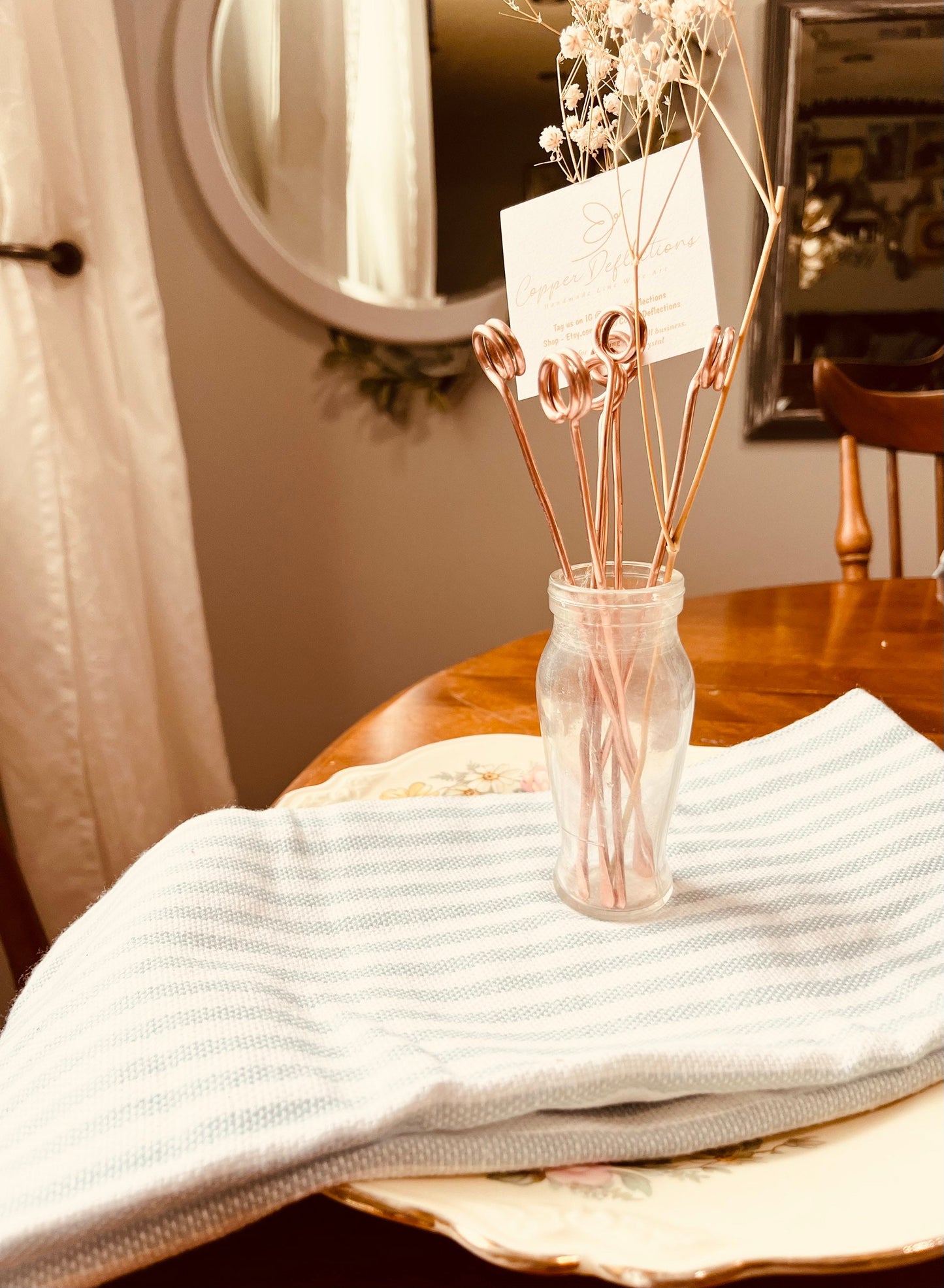 Name Card Holder | Place Card Holder | Table Number Holder | Quality Salvaged Copper | Wedding Bridal Shower | Rustic Photo Holder Display