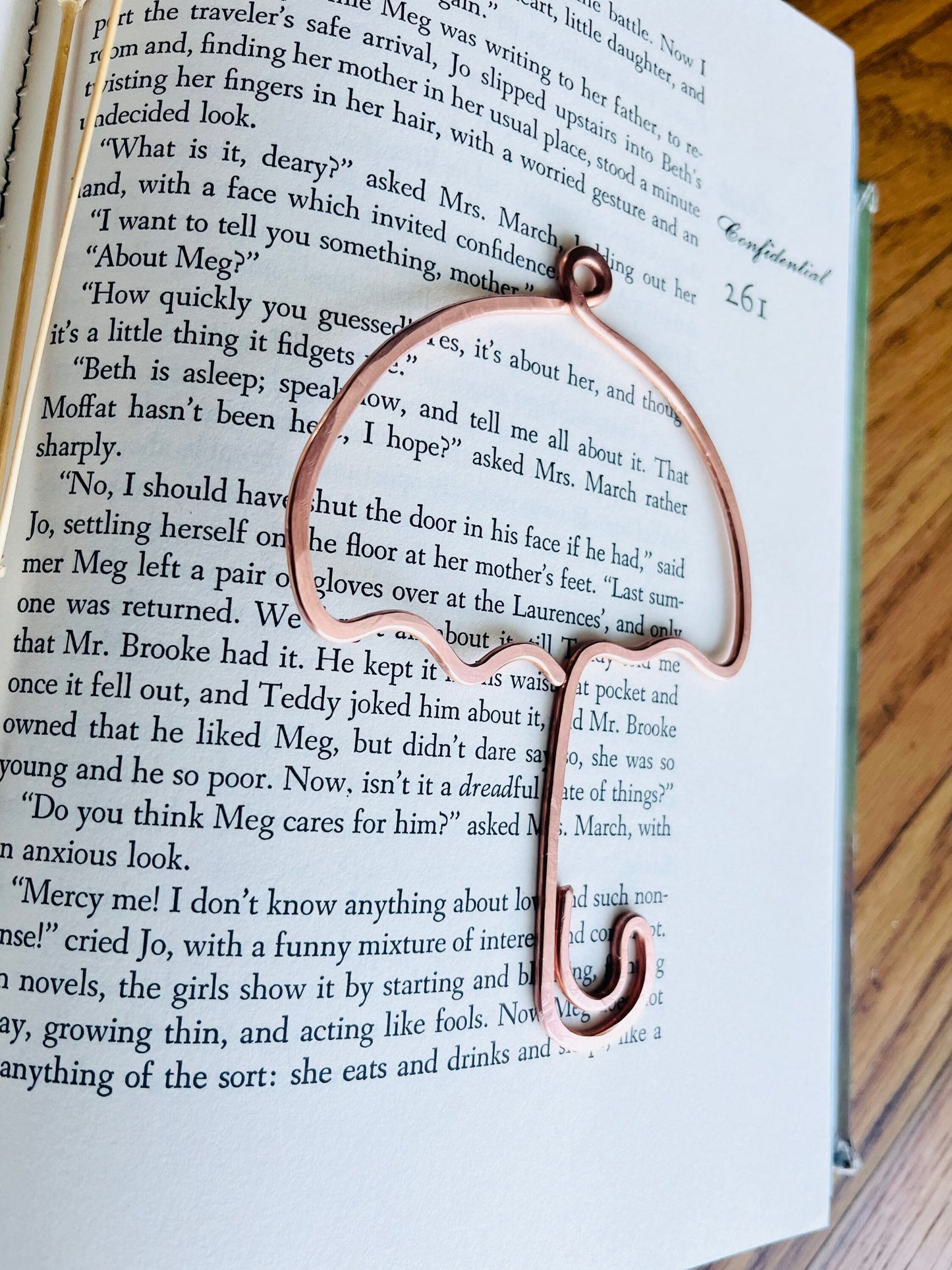 Copper Umbrella Handmade Bookmark: Book Jewelry Winter Reading Accessory
