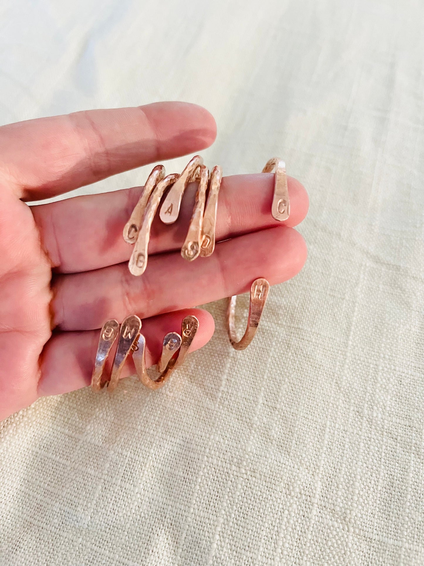Personalized Hammered Copper Cuff Bracelet: Handmade Initial Metal Jewelry Upcycled