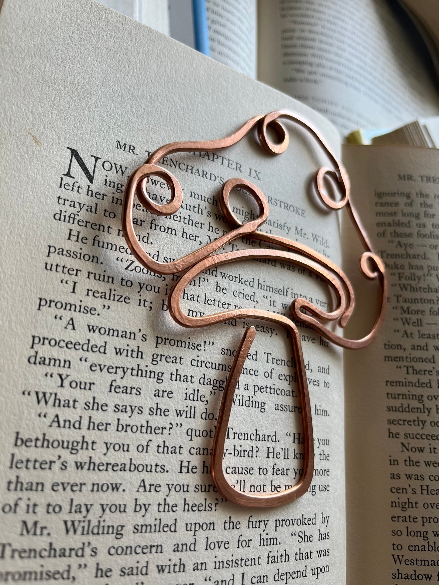 Mushroom Bookmark | Handmade Salvaged Copper Wire Line Art | Reading Journal Accessories | Book Jewelry | Notebook Stationary | Nature Lover