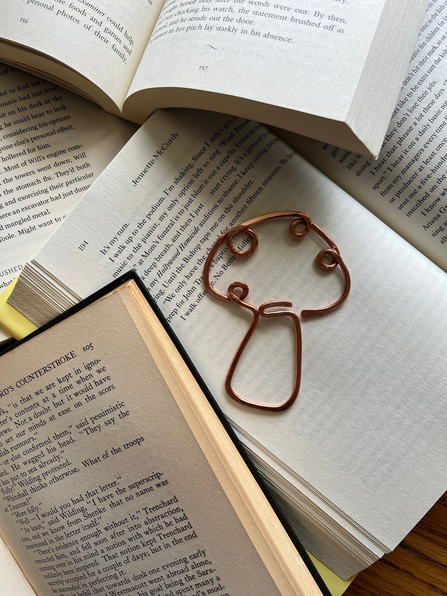 Copper Mushroom Handmade Bookmark: Reading Stationary Book Jewelry