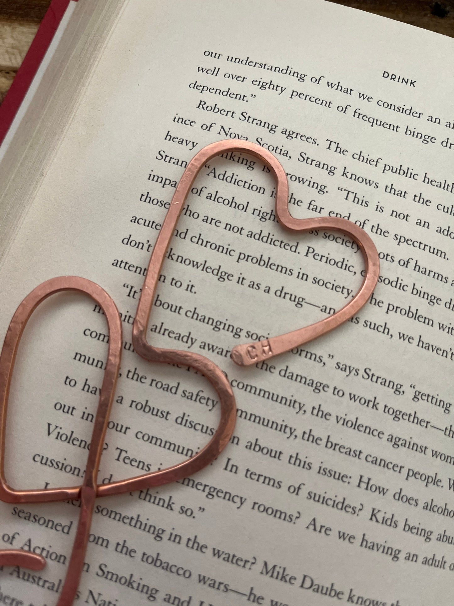 Copper Infinity Heart Handmade Bookmark: Book Lover Gift Book Jewelry Reading Stationary