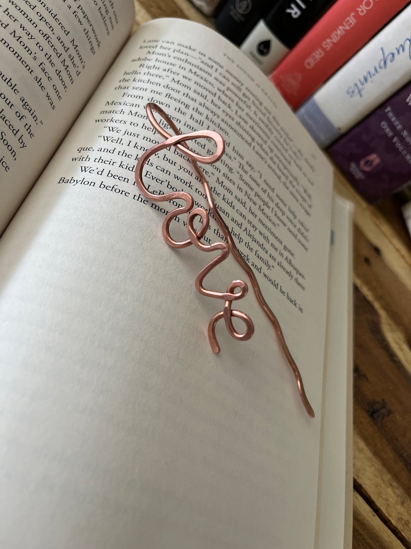 Love Bookmark | Love Book Hook | Handmade Salvaged Copper Wire Line Art | Reading Journal Accessories | Notebook Stationary | Book Jewelry