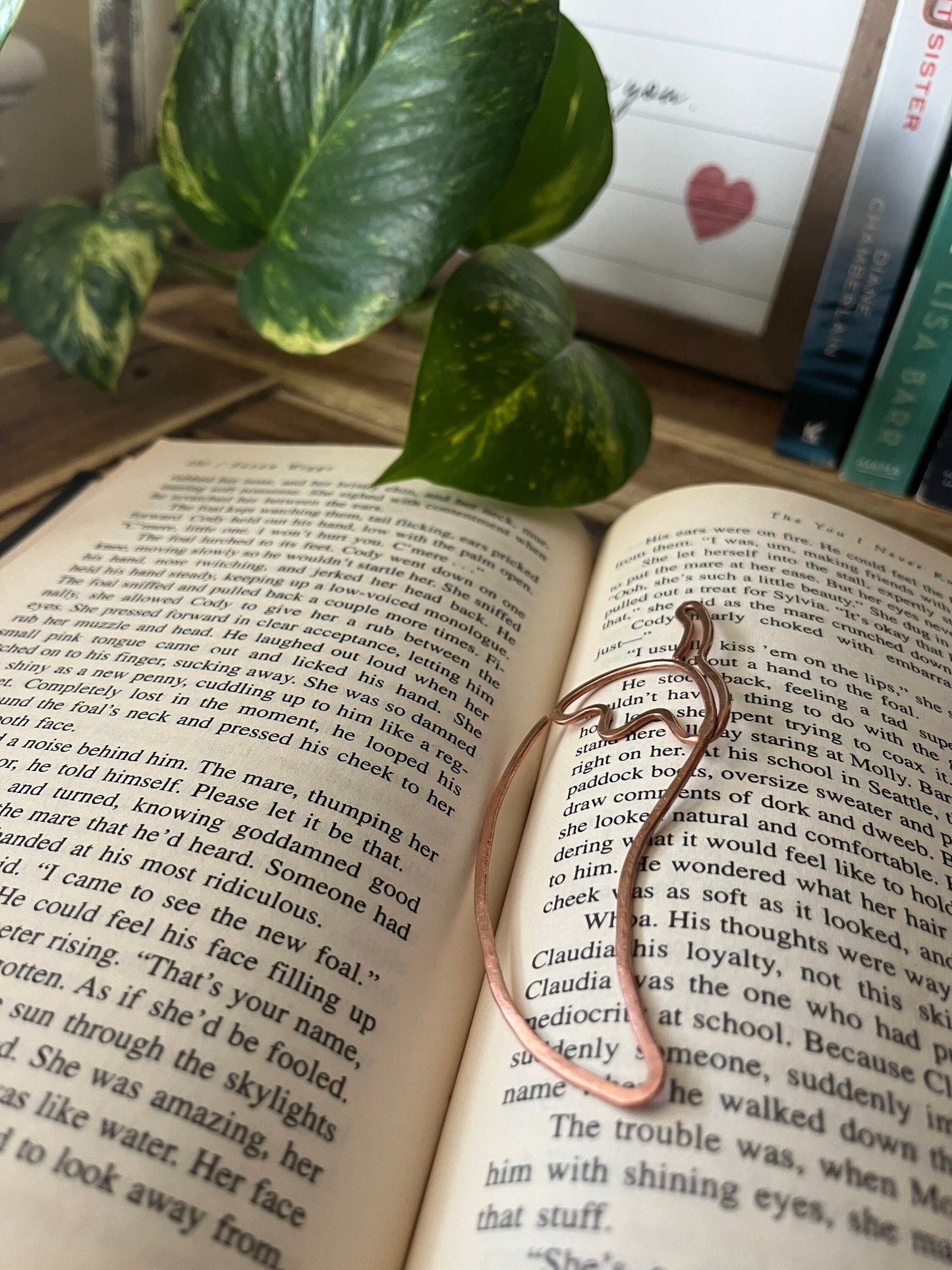 Spicy Romance Emoji Bookmark | Handmade Salvaged Copper Wire Line Art | Book Jewelry | Reading Journal Stationary | Notebook Accessories