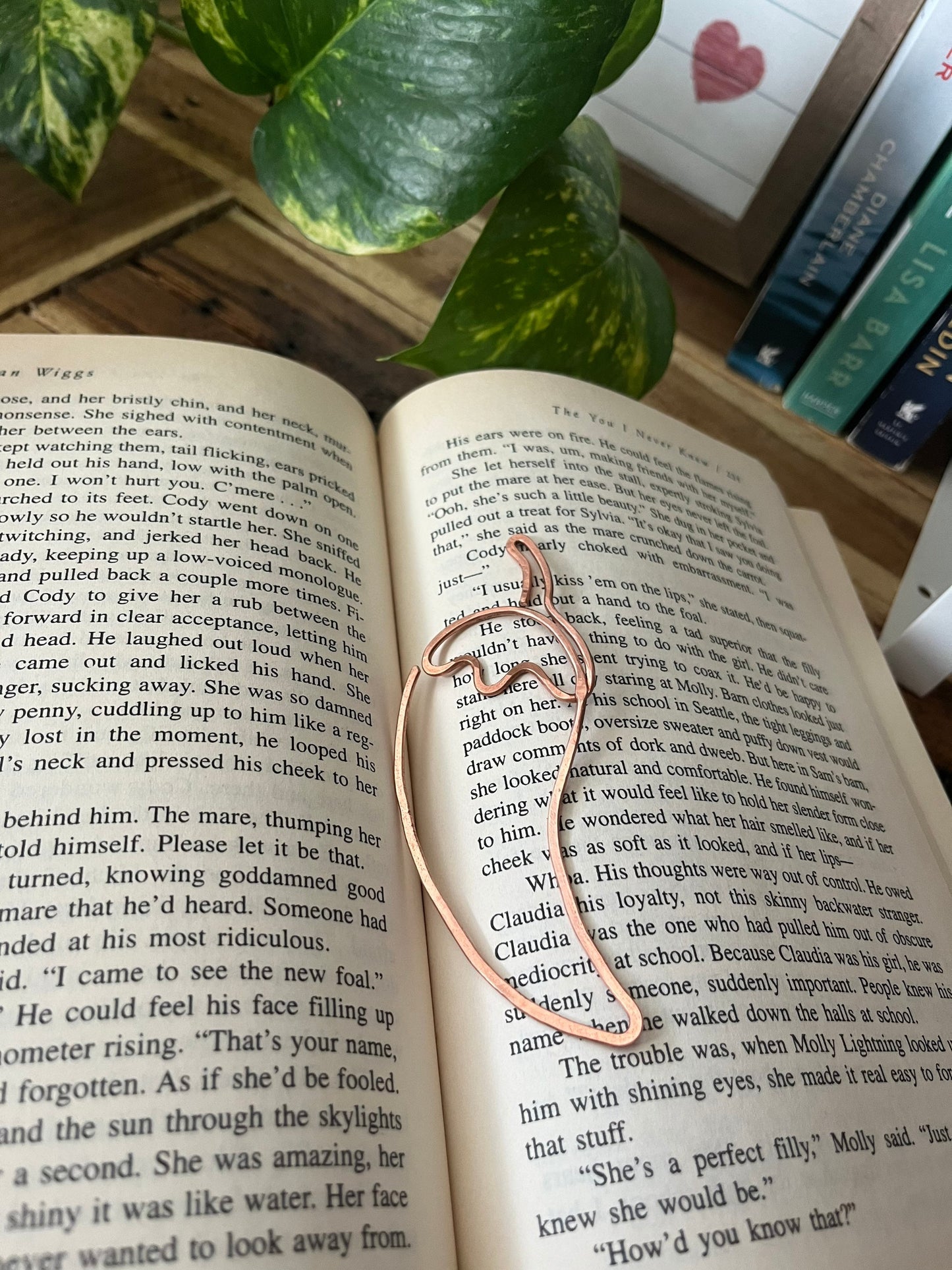 Spicy Romance Emoji Bookmark | Handmade Salvaged Copper Wire Line Art | Book Jewelry | Reading Journal Stationary | Notebook Accessories