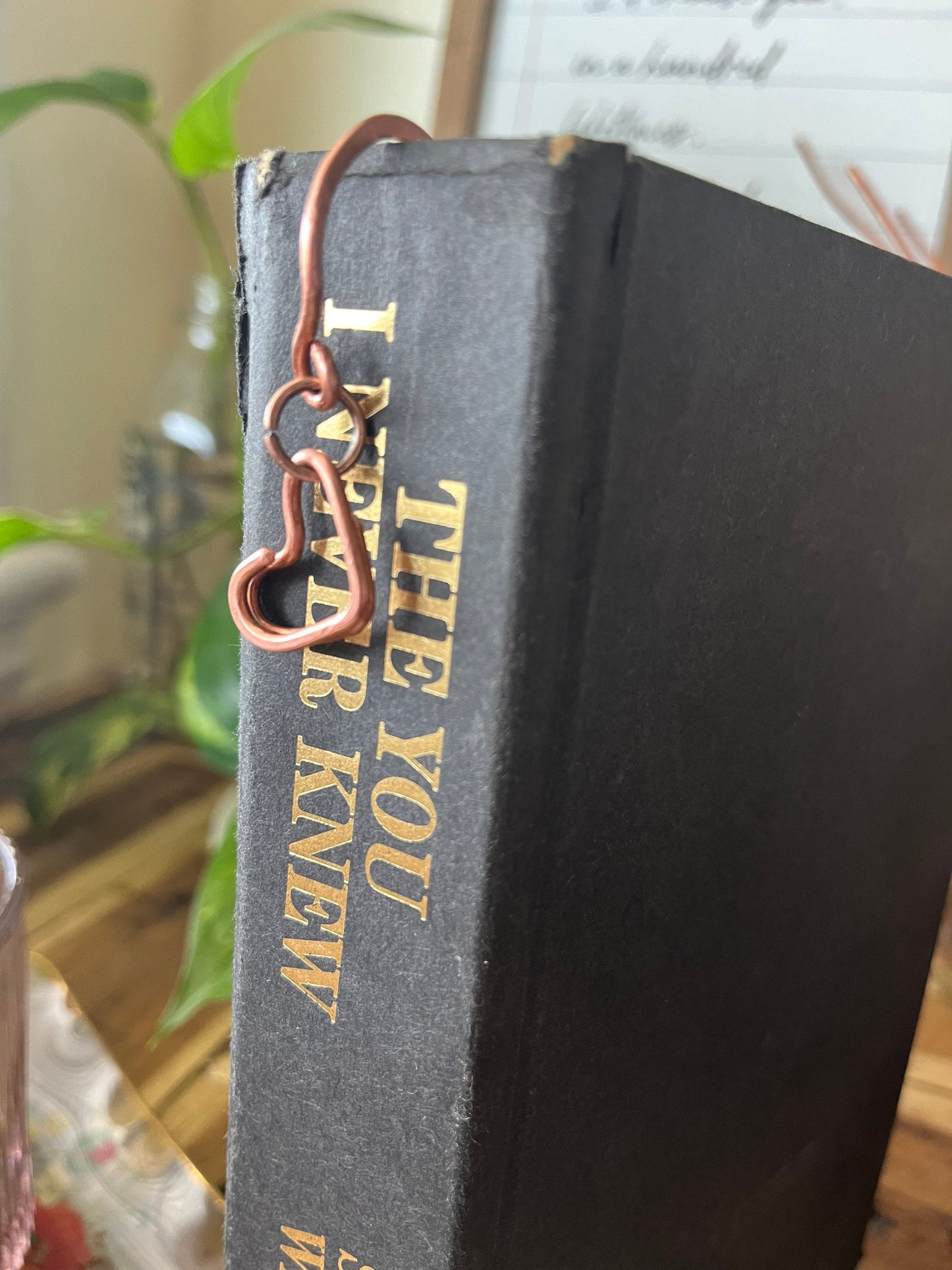 Copper Heart Handmade Bookmark: Wire Line Art Book Hook Reading Stationary