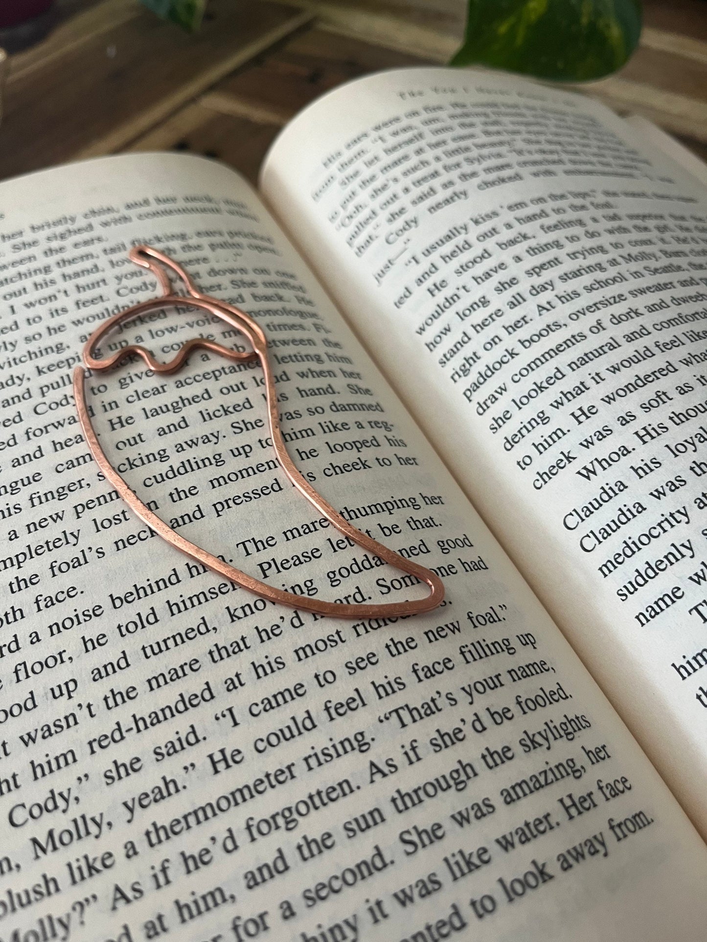 Spicy Romance Emoji Bookmark | Handmade Salvaged Copper Wire Line Art | Book Jewelry | Reading Journal Stationary | Notebook Accessories