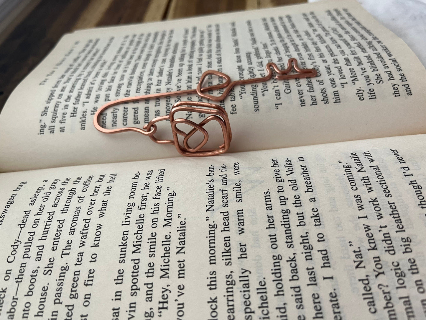 Heart Lock & Key Book Hook Bookmark | Handmade Copper Wire Line Art | Book Jewelry | Reading Journal Notebook Stationary | Book Accessories