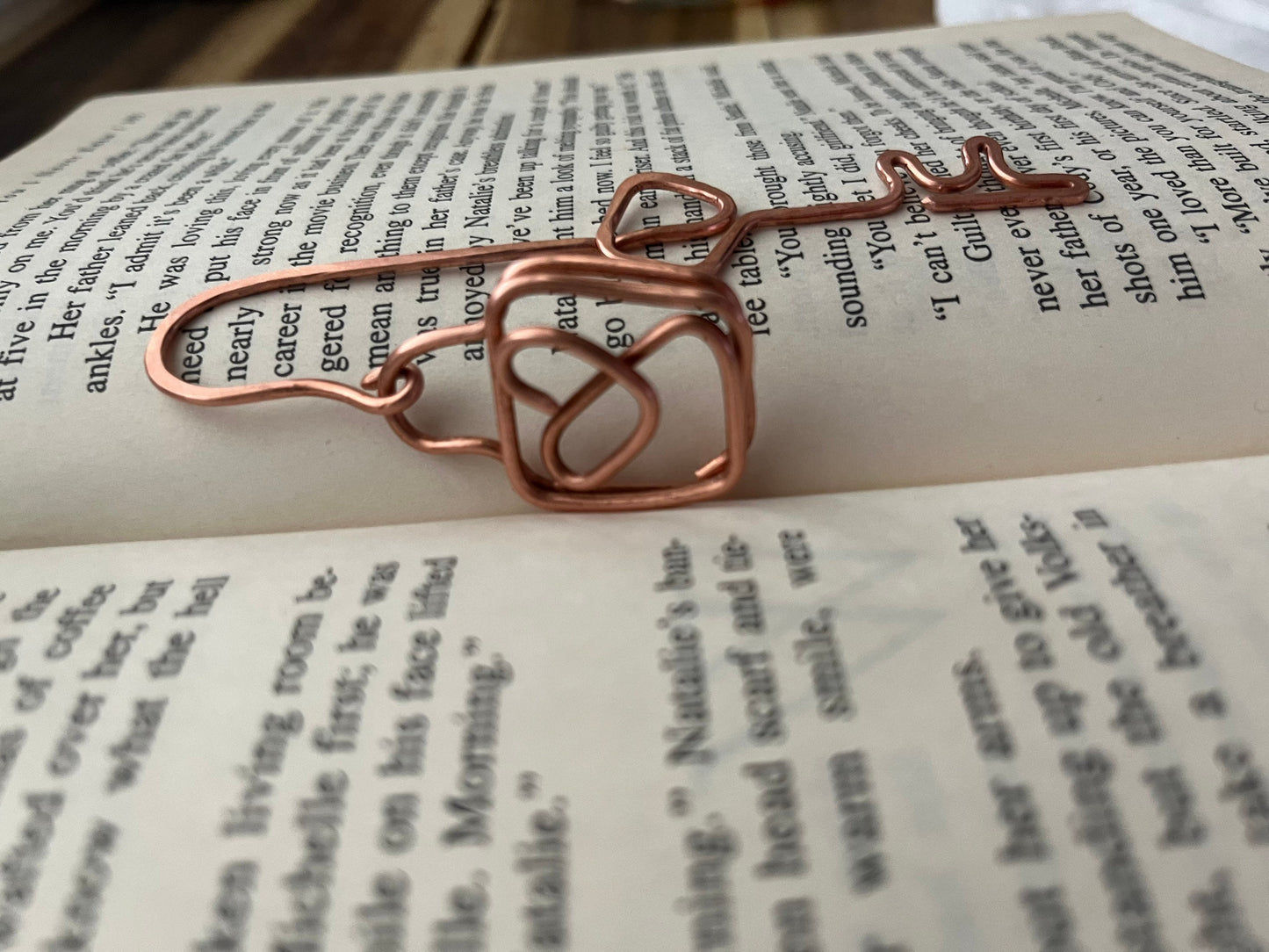 Copper Heart Lock and Key Bookmark: Book Hook Reading Accessory