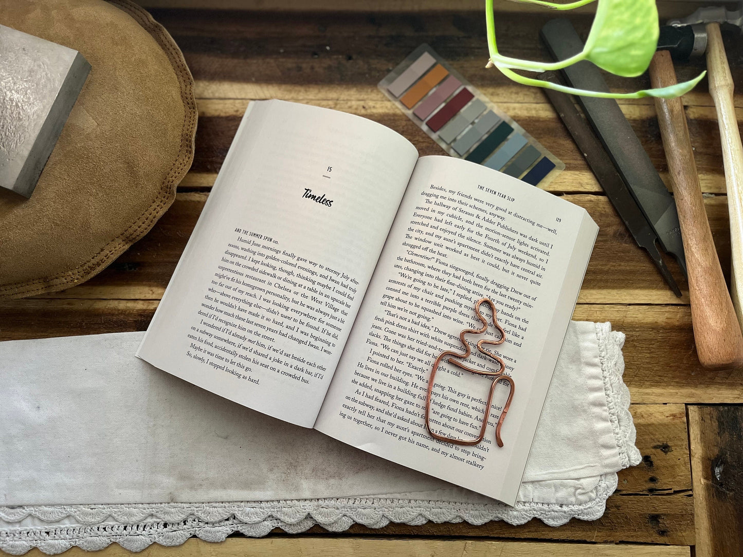 Coffee Mug Bookmark | Handmade Copper Wire Line Art | Caffeine Tea Time | Reading Accessories | Notebook Journal Stationary | Bookworm Gift