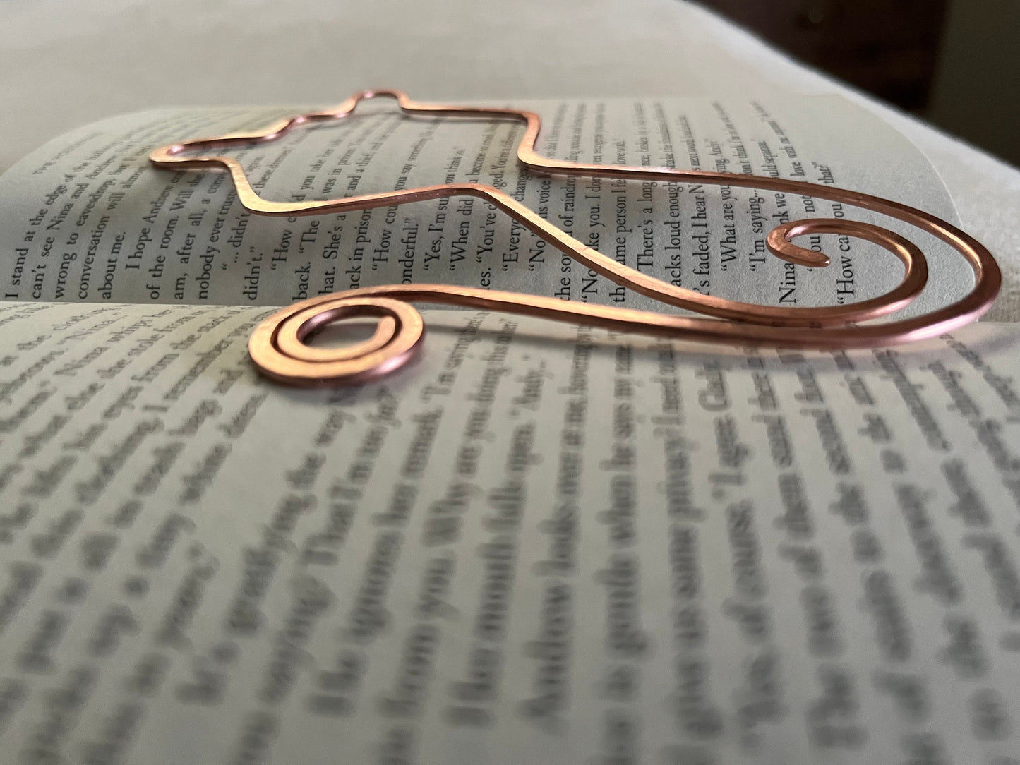 Copper Kitty Cat Handmade Bookmark: Wire Art Book Accessory Cat Lady Reading Stationary