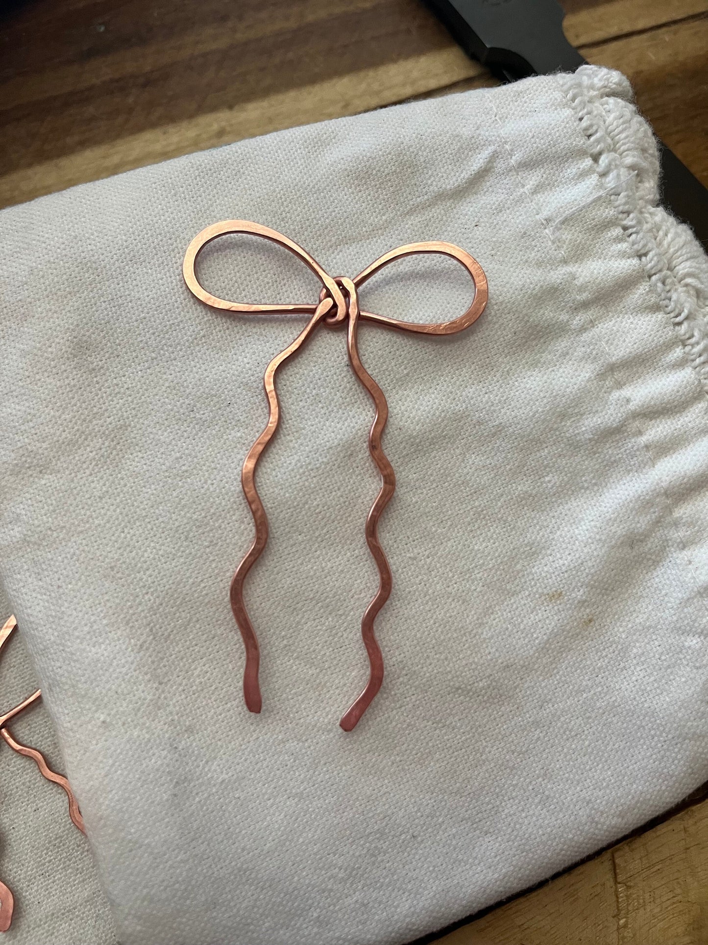 Bow Ribbon Bookmark | Handmade Salvaged Copper Wire Line Art | Reading Accessory | Journal Diary Notebook Stationary | Book Jewelry Bookish