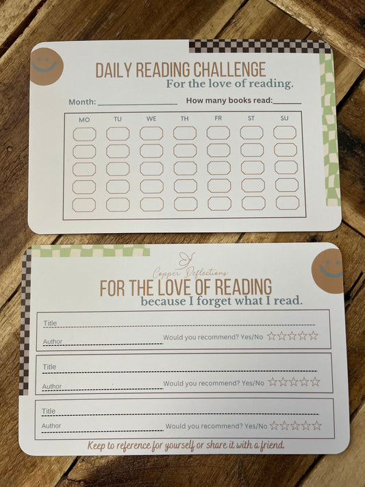 Reading Challenge Card | Book Review Card | Bookish Cards | Reading Journal | Catalog Card | Book Rating Card | Reading Stationary Accessory