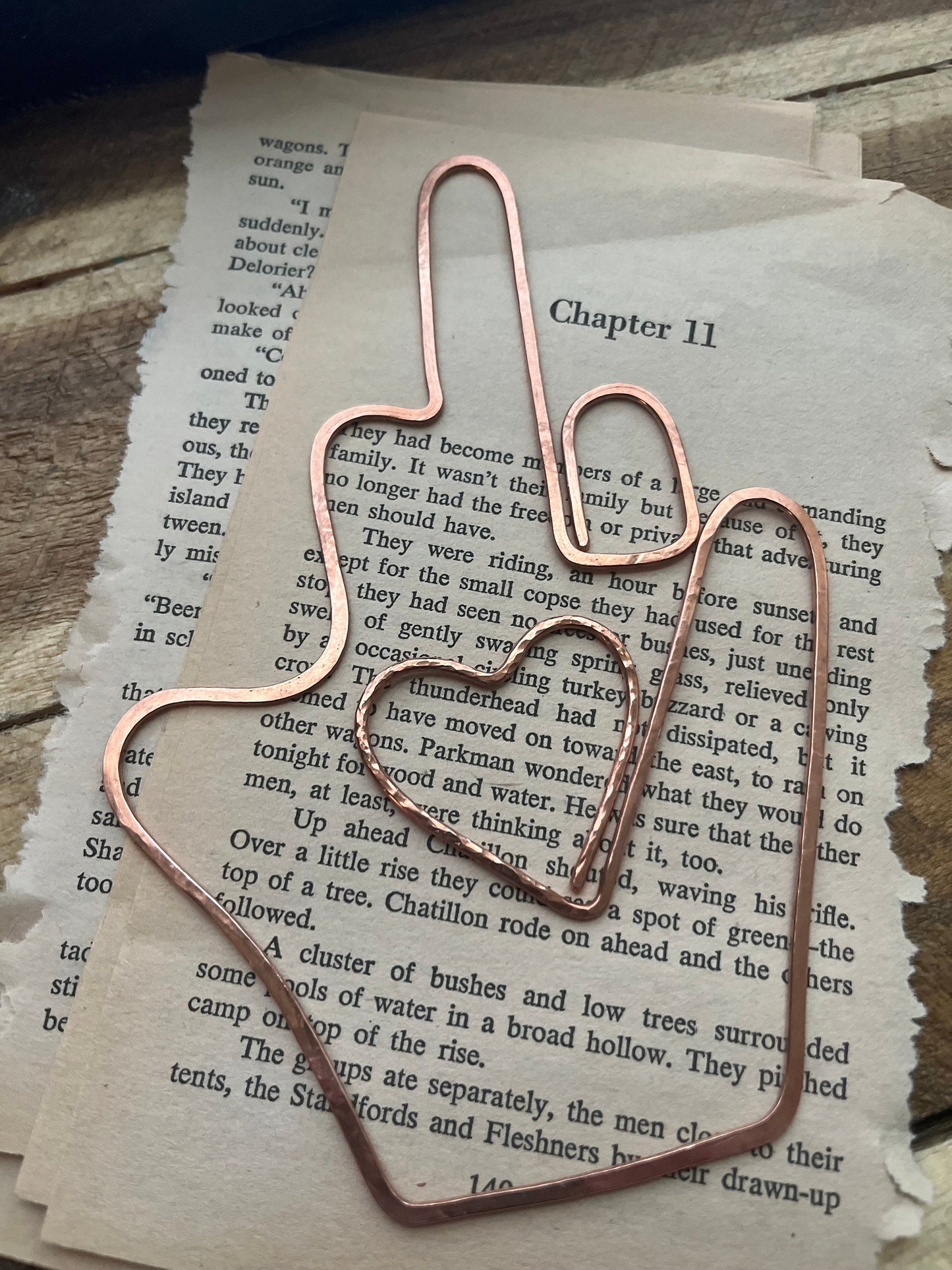 Love Hate Bookmark | Heart Bookmark | Rustic Handmade Copper Bookmark | Wire Line Art | Bookworm Gift | Book Accessories | Book Stationary