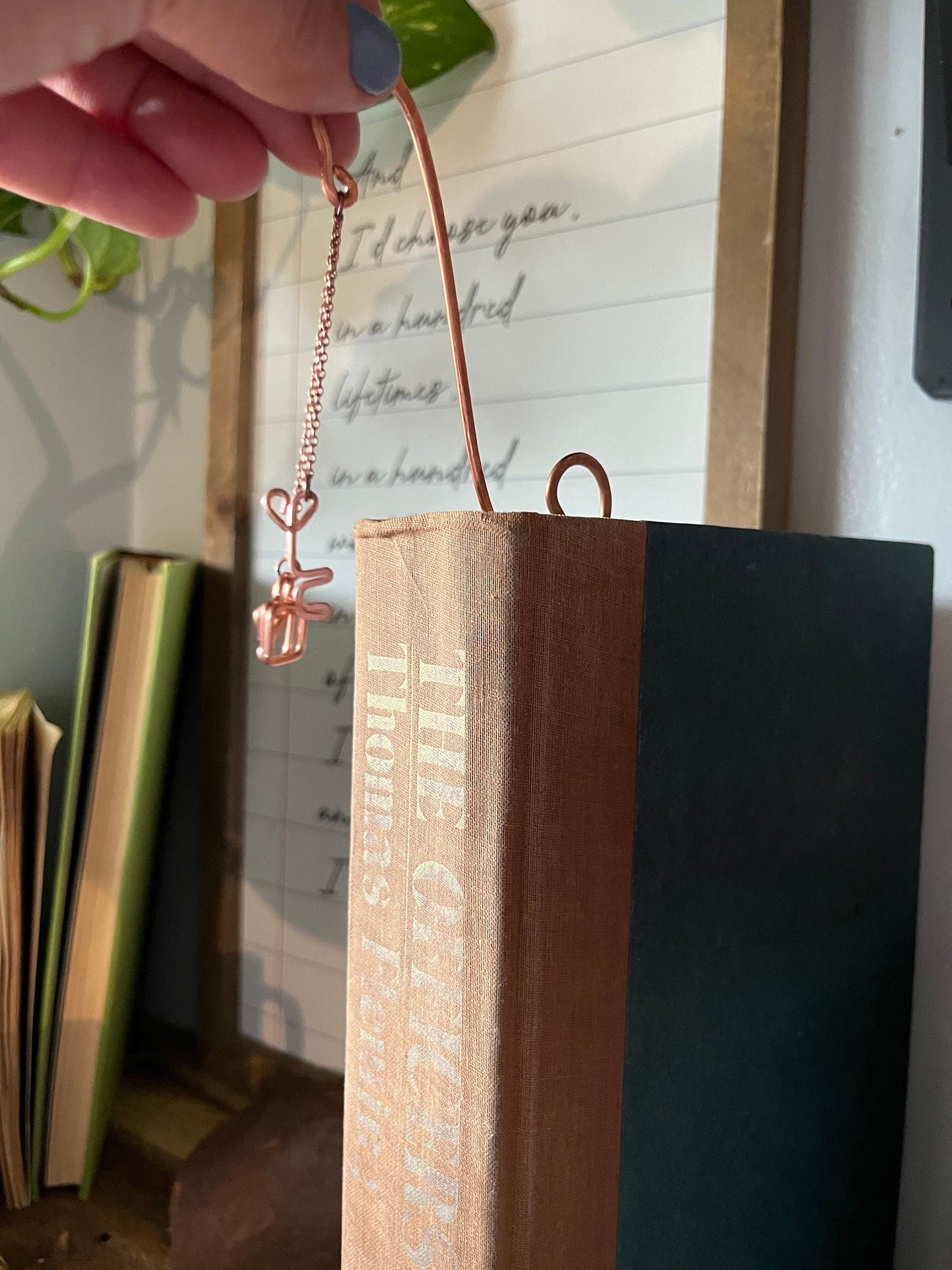 Copper Heart Lock & Key Handmade Bookmark: Book Hook Jewelry Reading Accessory