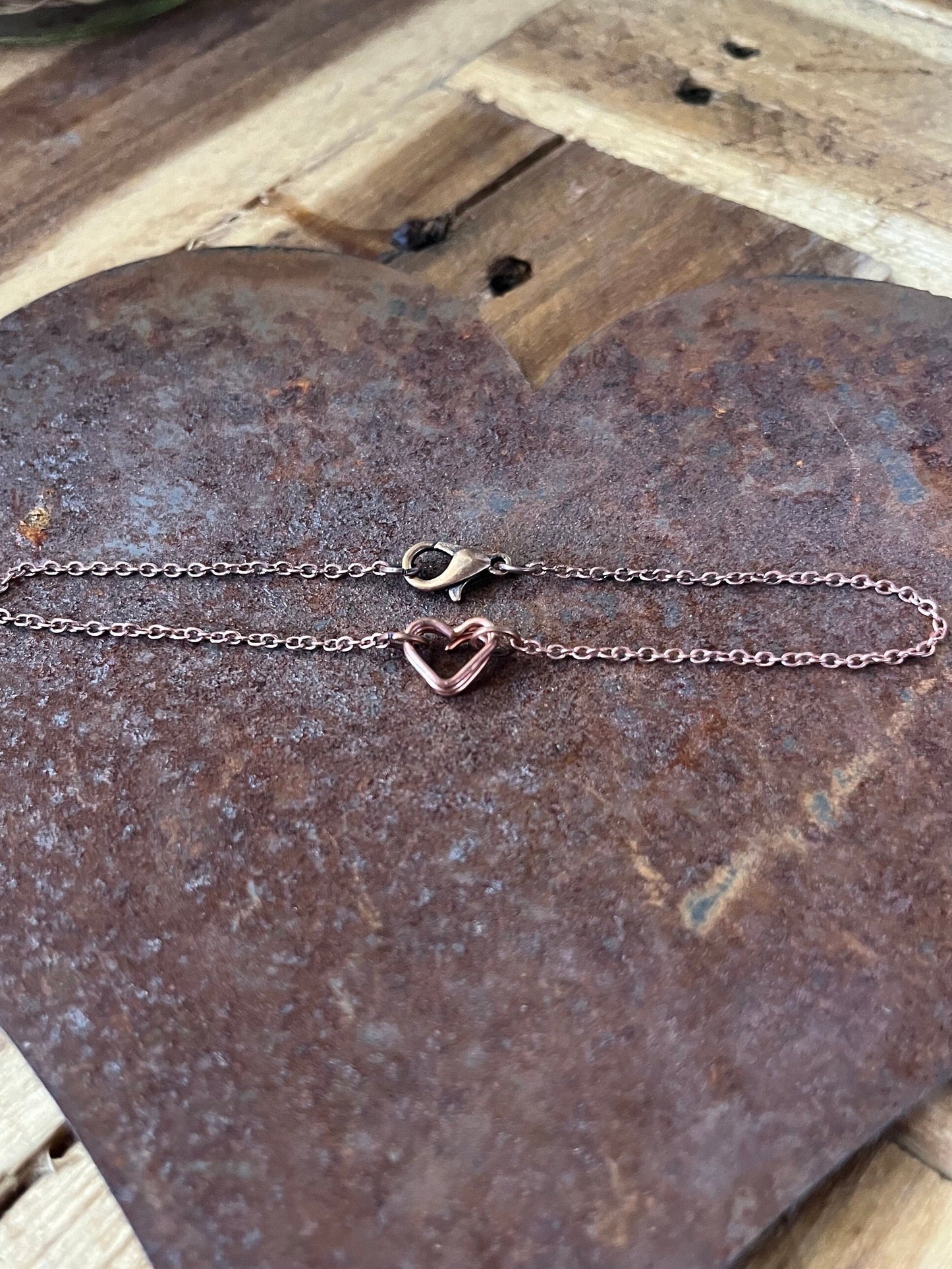 3DHeart Anklet | Handmade Salvaged Copper Wire | Body Jewelry | Heart Jewelry | Gift for Her | Copper Anniversary Gift | Handcrafted Jewelry