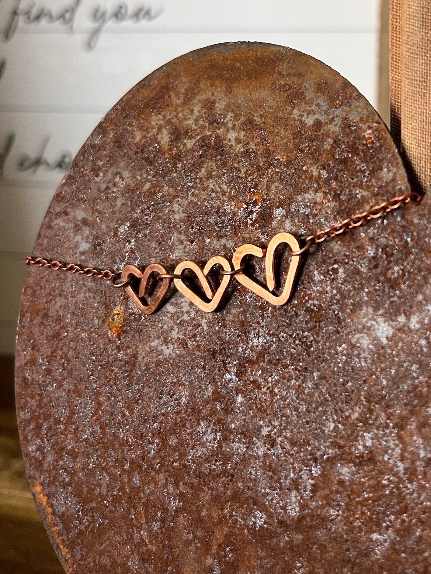 Heart Anklet | Handmade Salvaged Copper Wire | Body Jewelry | Heart Jewelry | Gift for Her | Copper Anniversary Gift | Handcrafted Jewelry