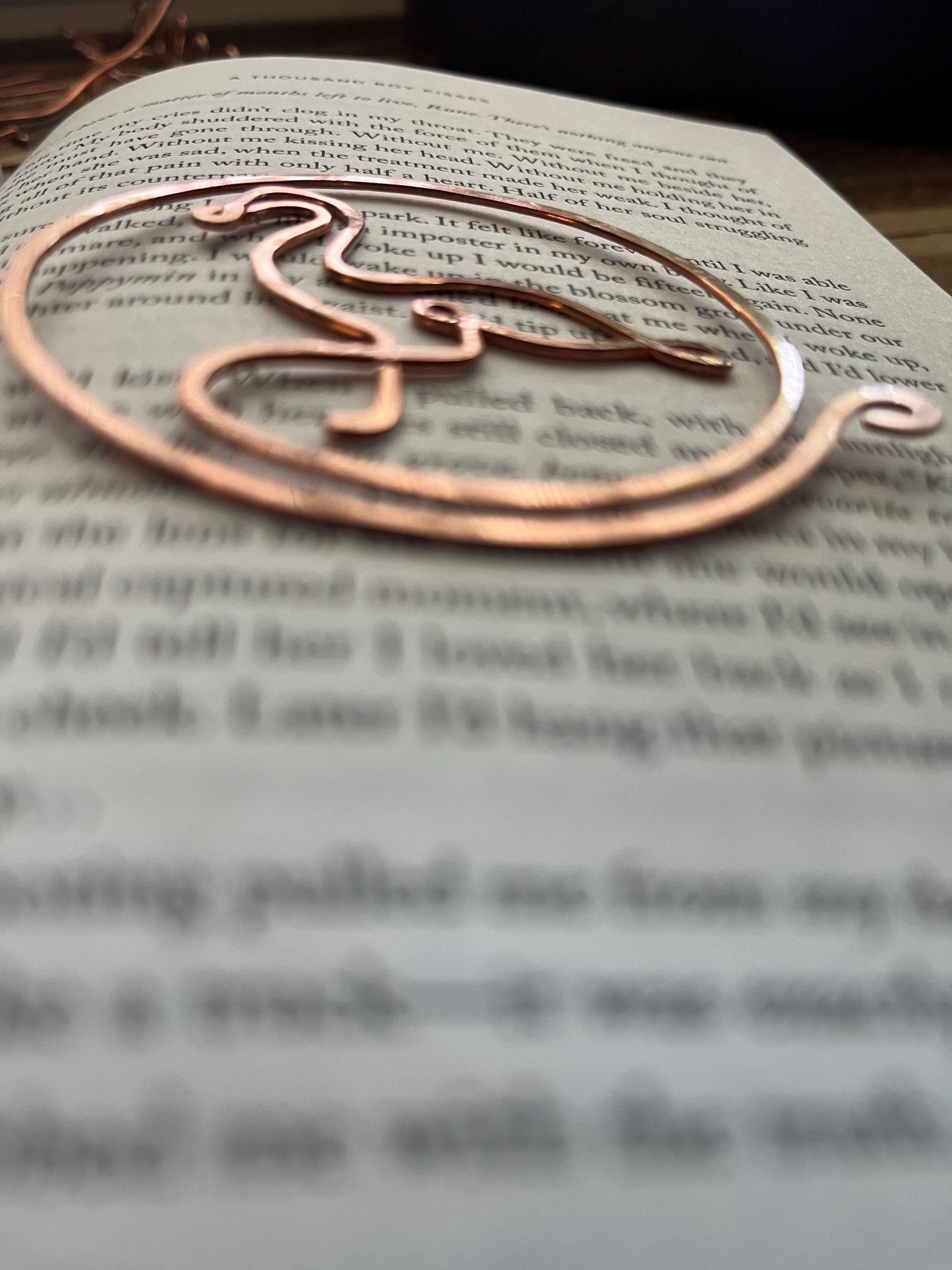 Copper Flamingo Handmade Bookmark: Book Lover Gift, Reading Accessory Book Jewelry