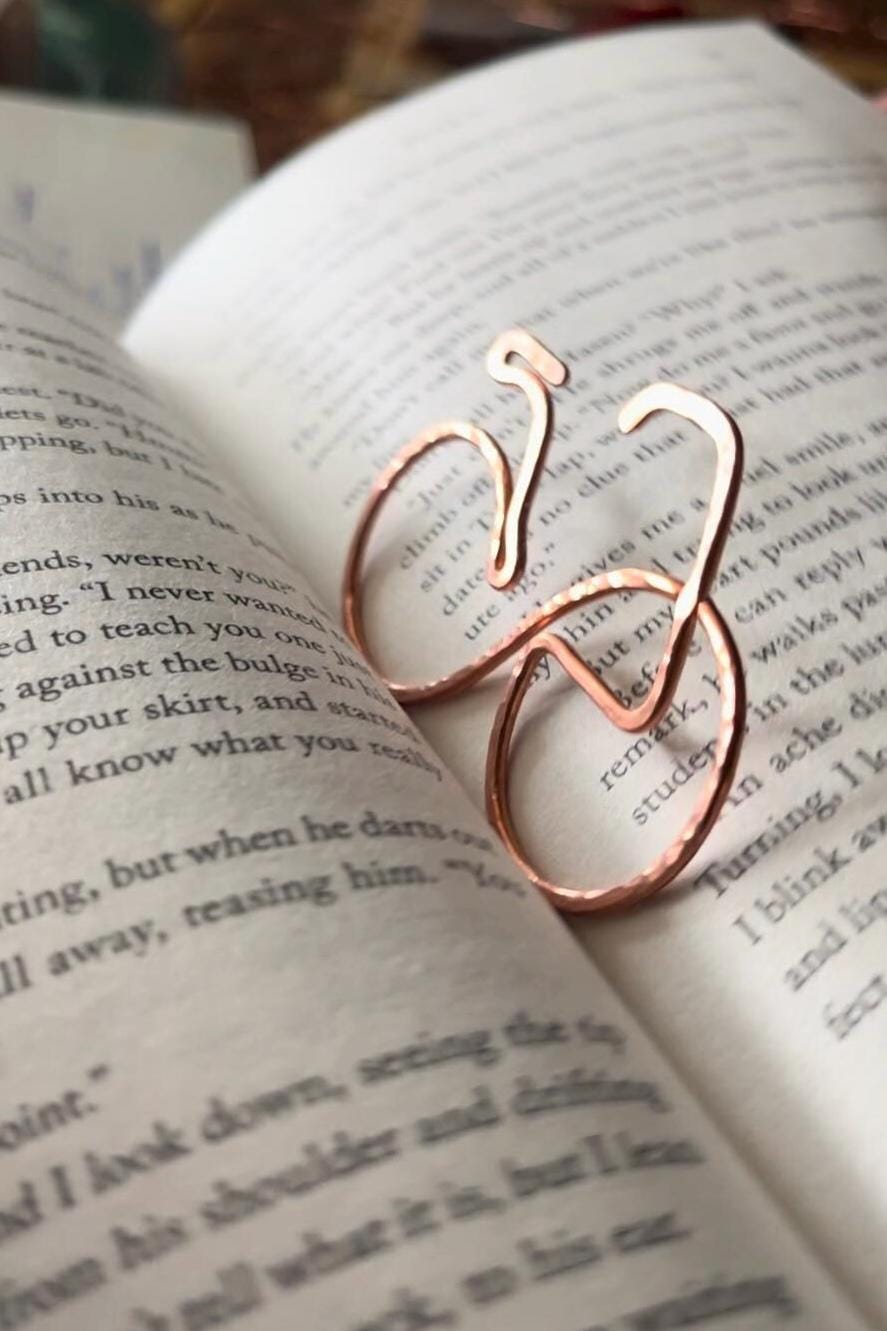 Bicyclist Bike Peloton Cyclist Bookmark | Handmade Copper Wire Line Art | Reading Accessories | Notebook Journal Stationary | Bookworm Gift