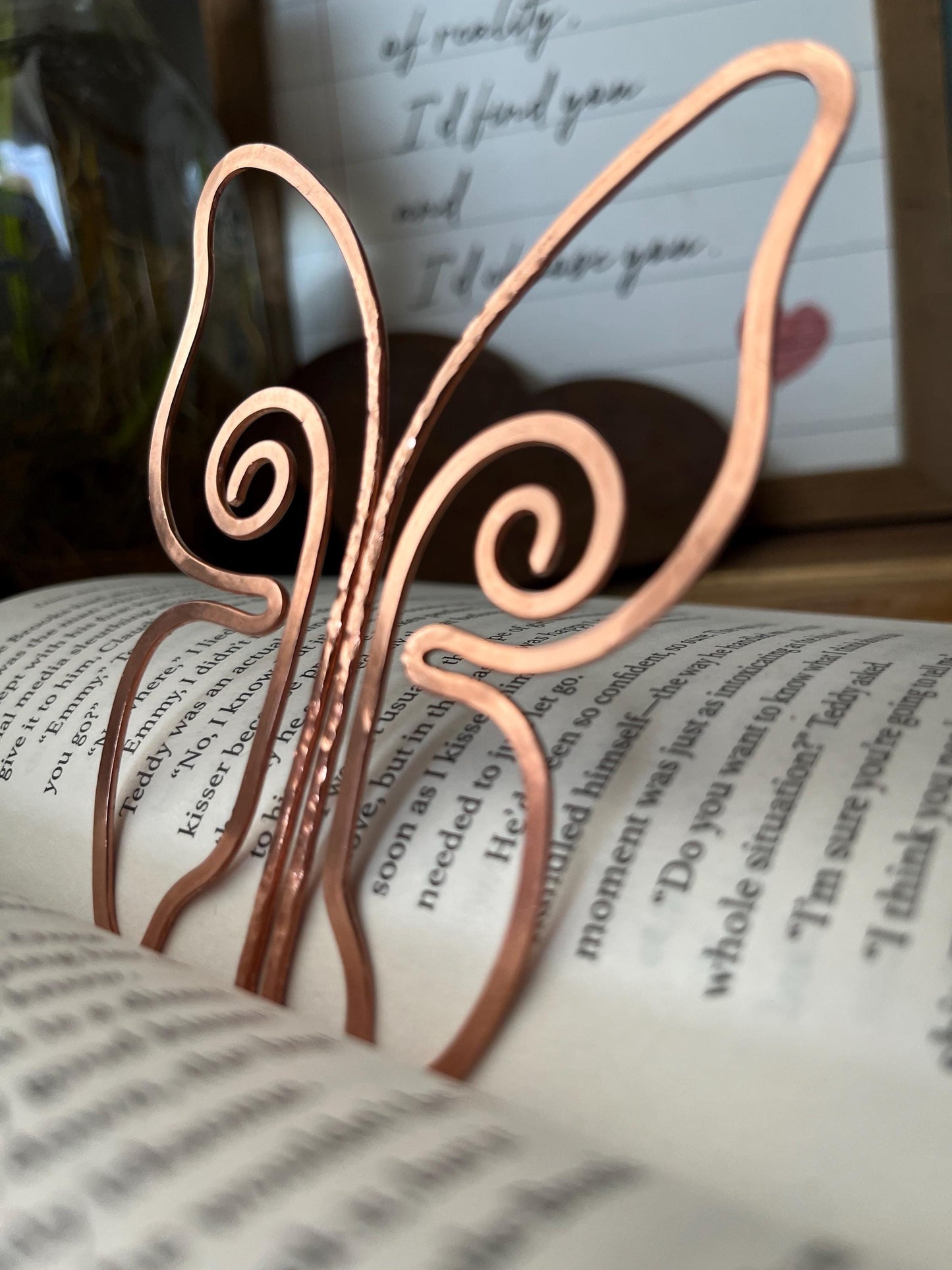 Copper Butterfly Handmade Bookmark: Book Lover Gift Reading Stationary