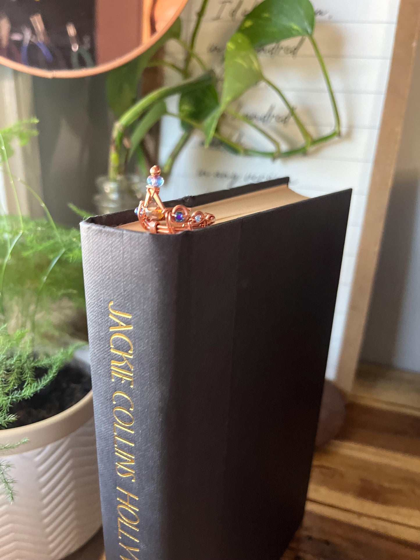 Fantasy Crown Tiara Book Mark Book Hook Handmade Copper Bookmark: Book Jewelry, Reader Bookish Gift, Book Club, 7 Year Anniversary Gift