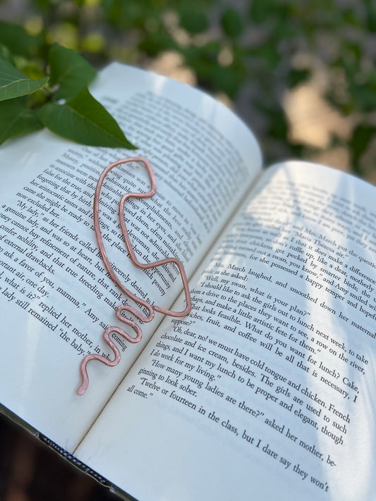 Phone Bookmark | Handmade Salvaged Copper Wire Line Art | Bookworm Gift | Reading Journal Stationary | Notebook Accessories | Book Jewelry