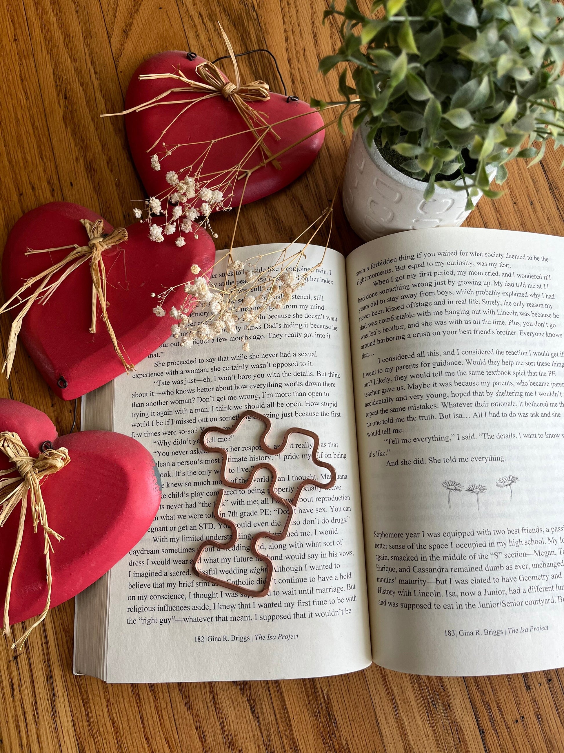 Puzzle Bookmark | Handmade Copper Wire Line Art | Puzzle Symbol | Bookworm Gift | Reading Accessories | Notebook Stationary | Journal Book