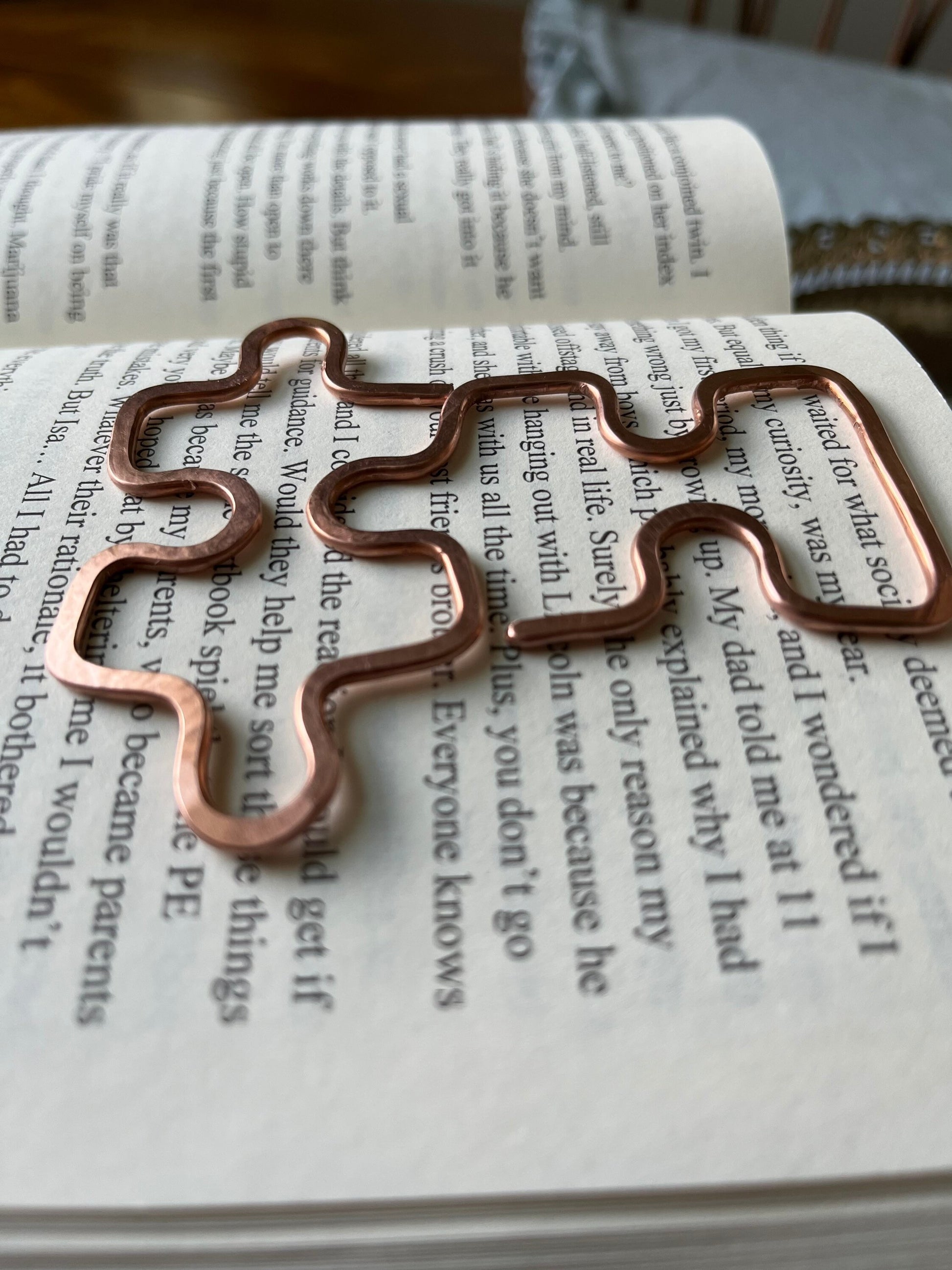 Puzzle Bookmark | Handmade Copper Wire Line Art | Puzzle Symbol | Bookworm Gift | Reading Accessories | Notebook Stationary | Journal Book