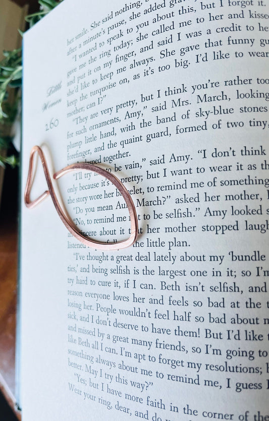 Fish Bookmark | Handmade Salvaged Copper Wire Line Art | Fishermen | Reading Accessories | Notebook Stationary | Bookworm Bookish Gift