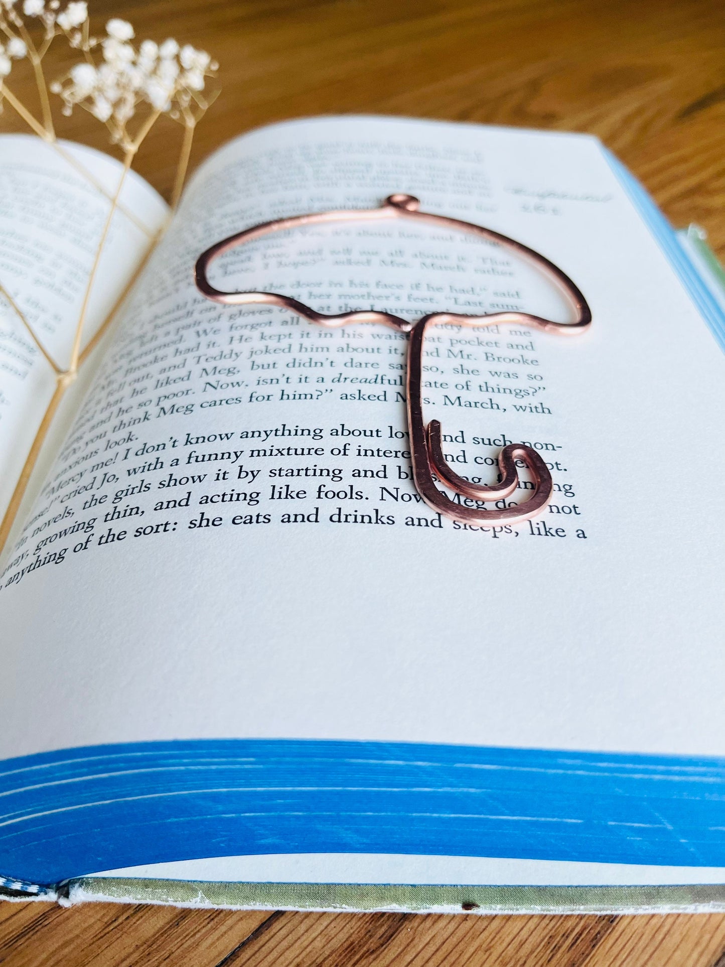 Umbrella Bookmark | Handmade Copper Bookmark | Wire Line Art | Bridal Shower Baby Shower Party Favor | Book Accessories | Book Stationary