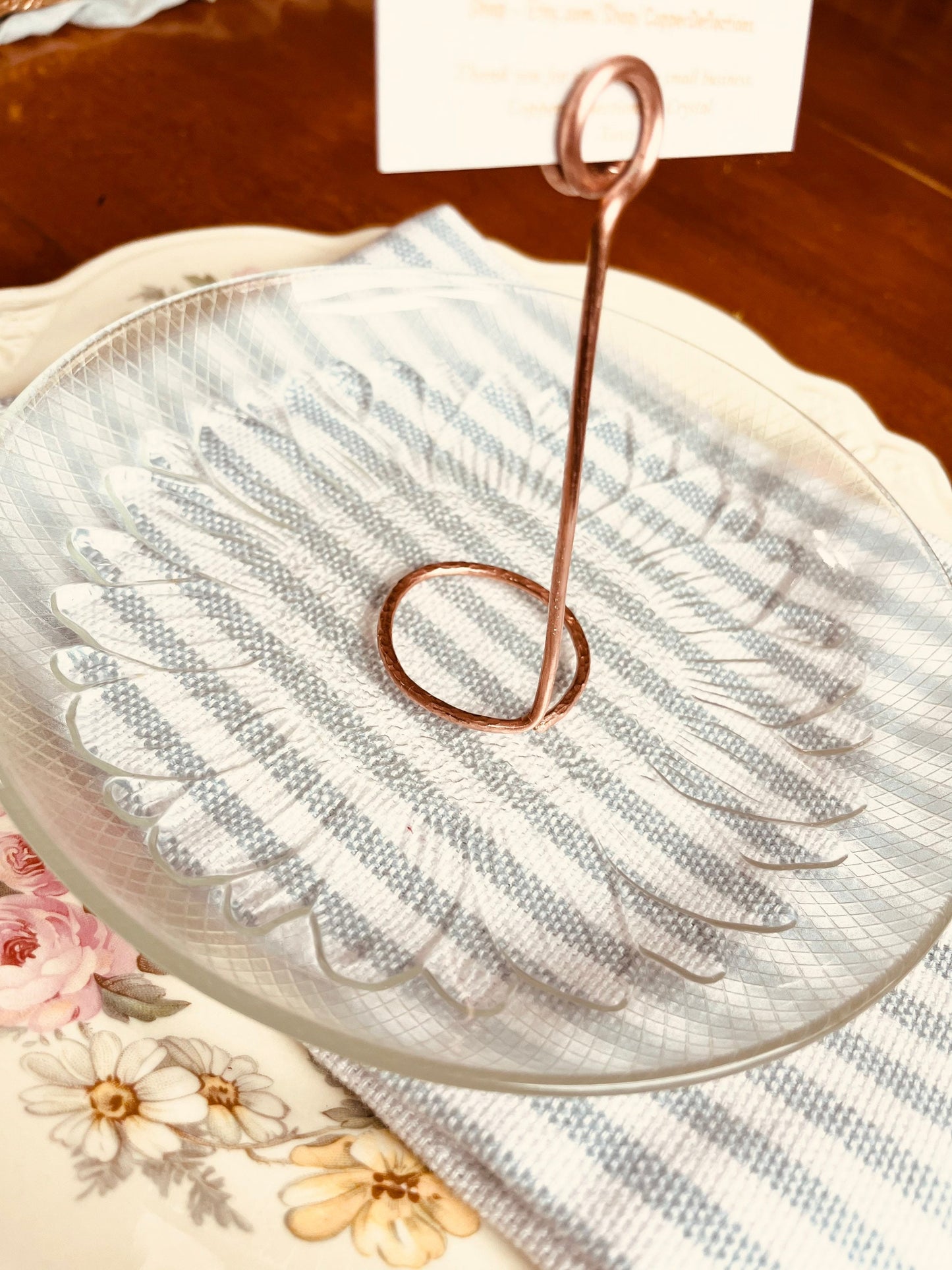 Place Card Holder | Name Card Holder | Handmade Design Salvaged Copper Wire | Rustic Photo Holder | Rustic Wedding Event Table Decor Holder