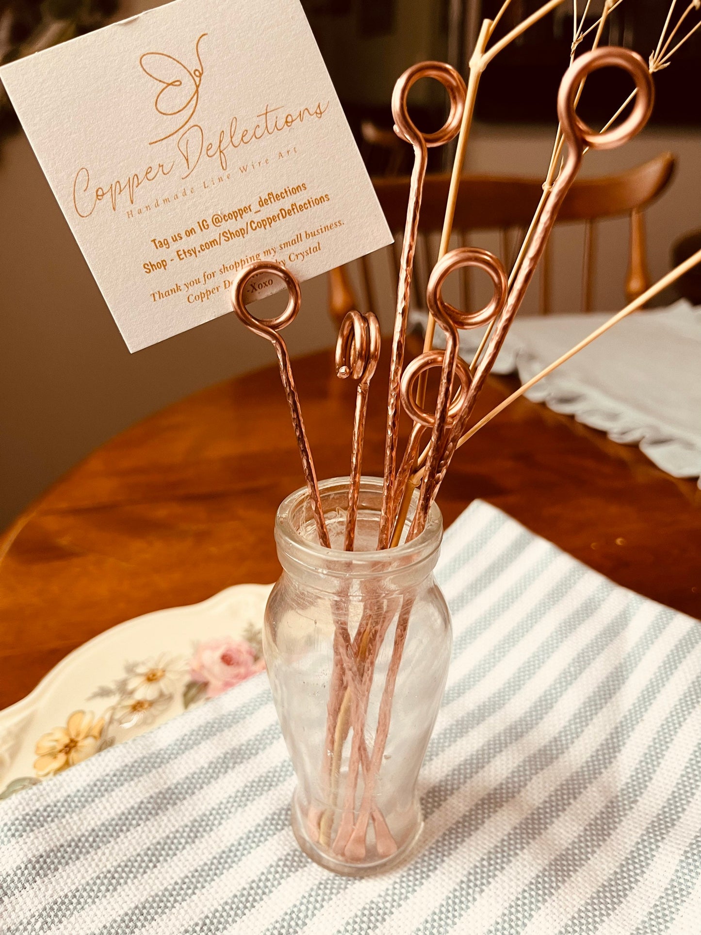 Name Card Holder | Place Card Holder | Table Number Holder | Quality Salvaged Copper | Wedding Bridal Shower | Rustic Photo Holder Display