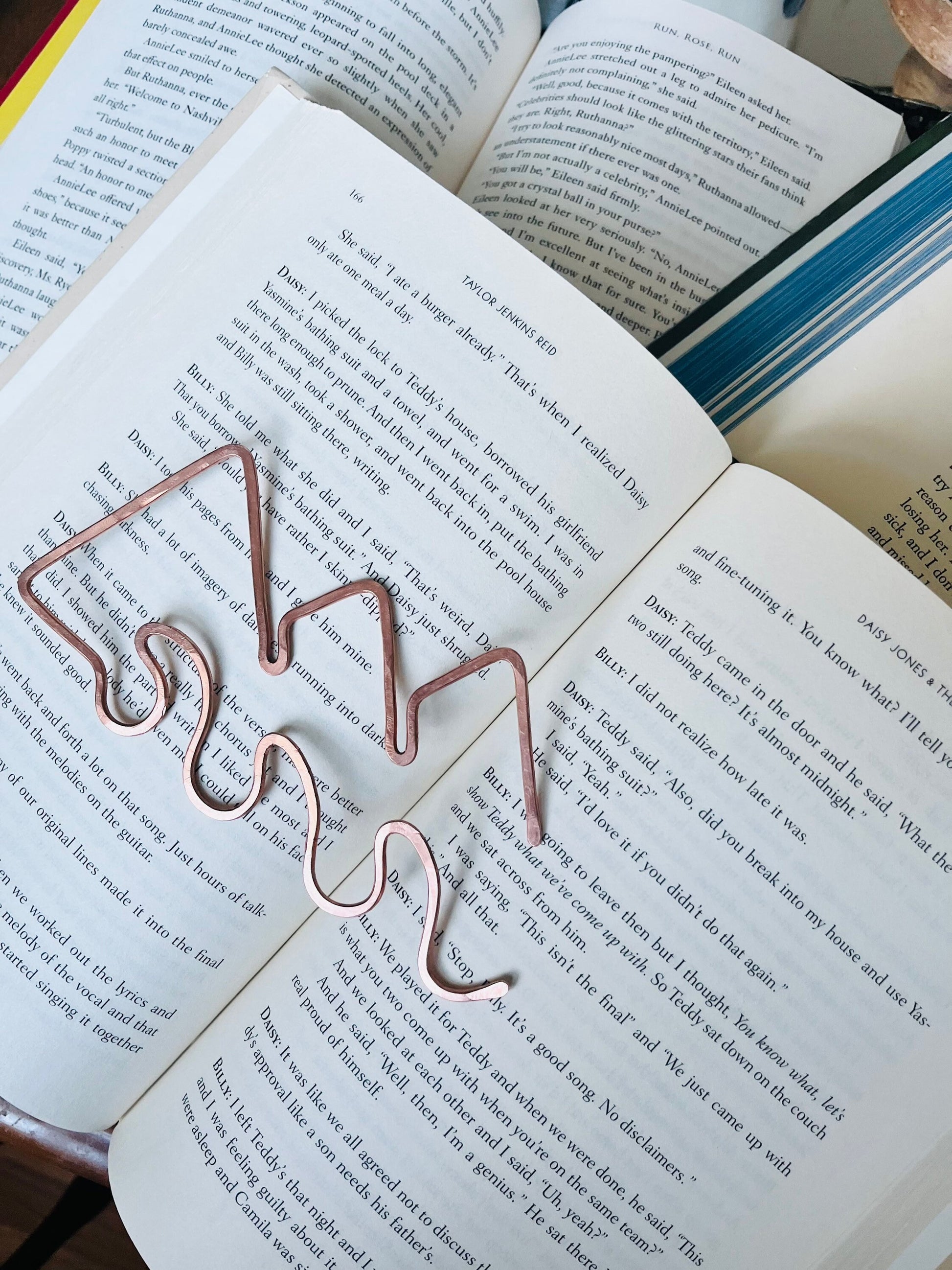 Ocean Waves Mountain Bookmark | Handmade Salvaged Copper Wire Line Art | Notebook Stationary | Book Jewelry | Reading Journal Accessories