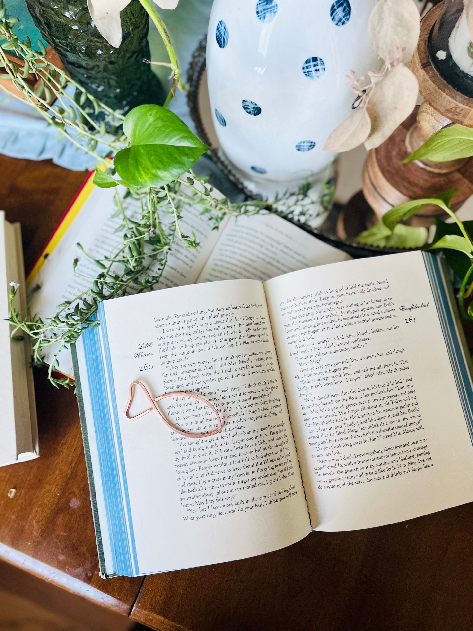 Fish Bookmark | Handmade Salvaged Copper Wire Line Art | Fishermen | Reading Accessories | Notebook Stationary | Bookworm Bookish Gift