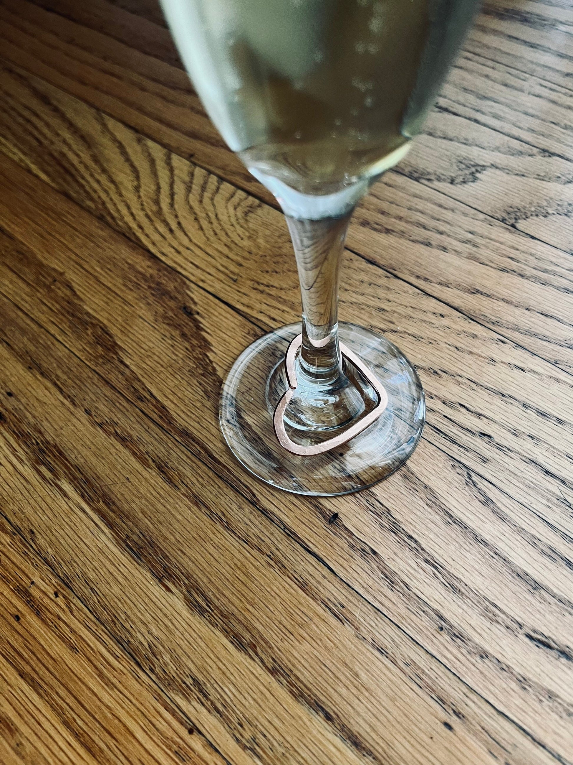 Wine Glass Charm Set | Handmade Copper Wire Line Art | Champagne Glass Charm Set | Mothers Day Gift | Rustic Wedding Decor Wine Charm Set