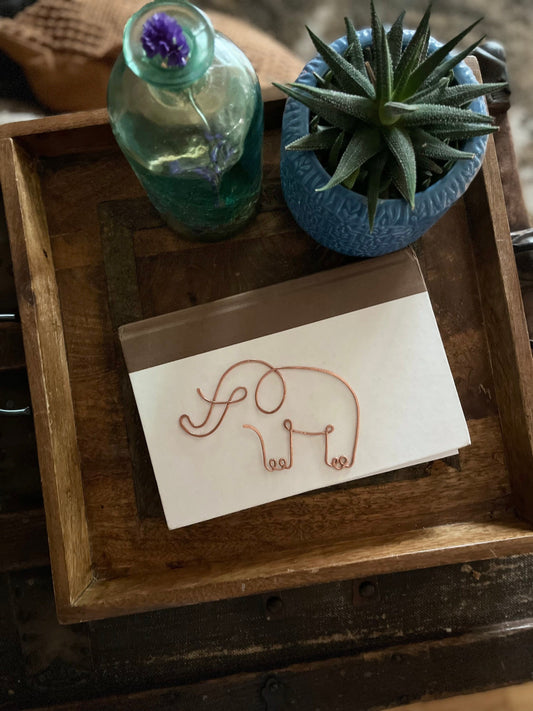 Elephant Bookmark | Handmade Copper Wire Line Art | Good Luck Charm | Notebook Stationary | Reading Journal Accessories | Book Jewelry Gift