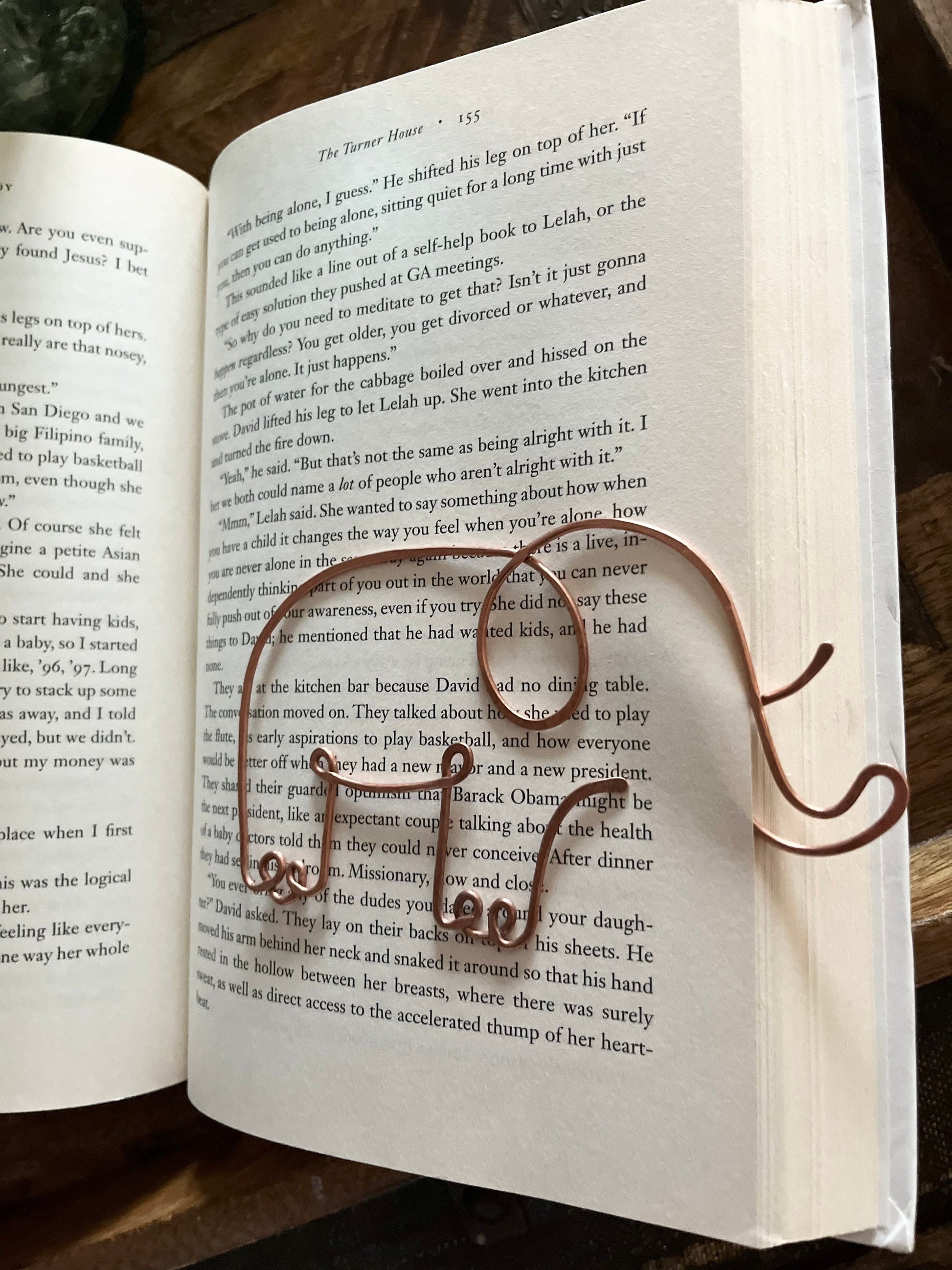 Elephant Bookmark | Handmade Copper Wire Line Art | Good Luck Charm | Notebook Stationary | Reading Journal Accessories | Book Jewelry Gift