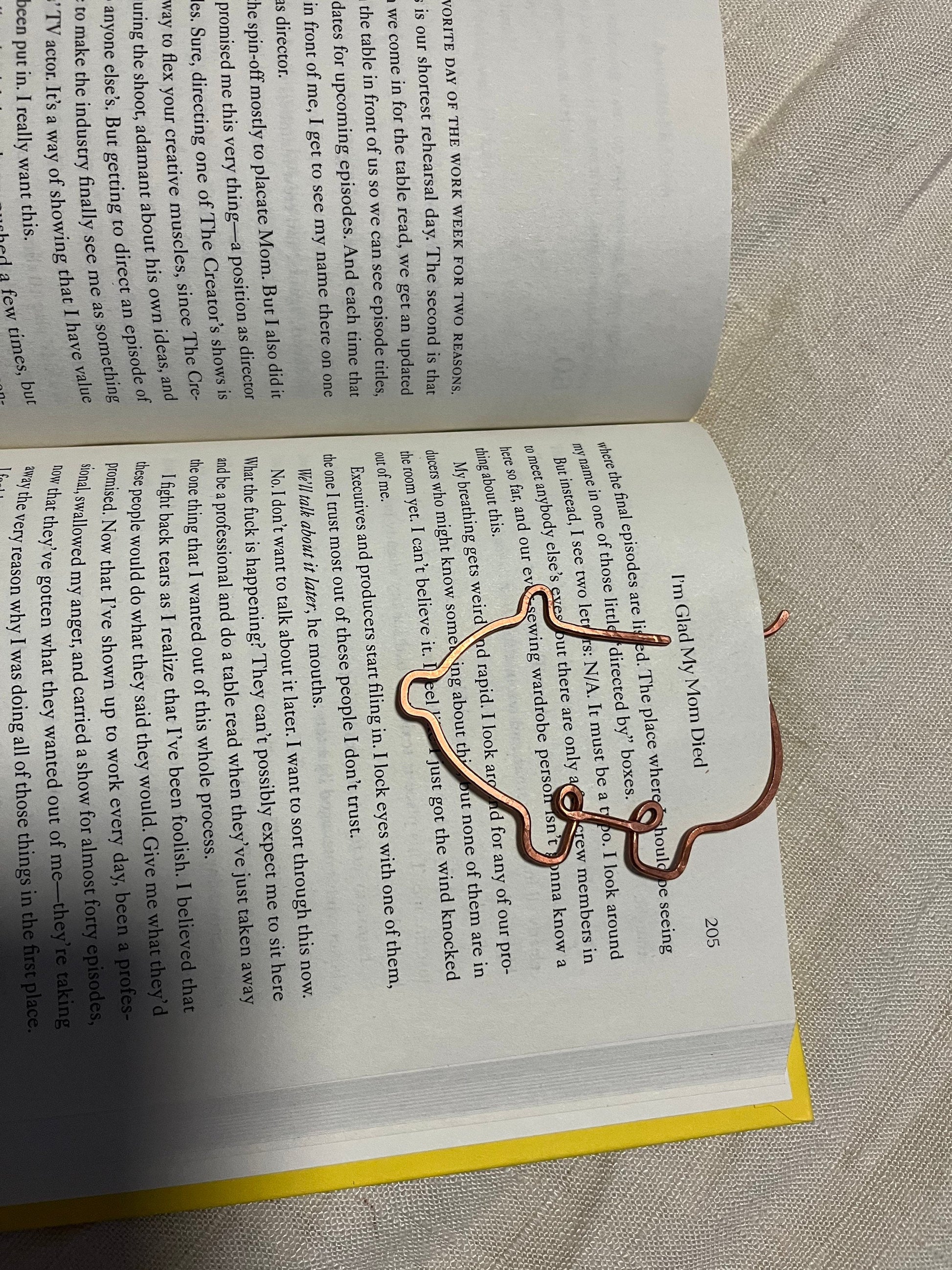 Pig Bookmark | Handmade Copper Wire Line Art | Piggy Farmhouse | Reading Accessories | Bookworm Gift | Journal Notebook Diary Stationary