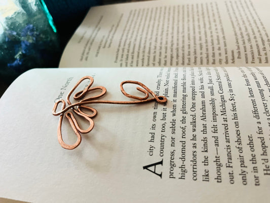 Flower Bookmark | Handmade Salvaged Copper Wire Line Art | Wild Flower | Reading Accessories | Notebook Journal Stationary | Bookworm Gift