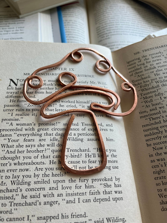Mushroom Bookmark | Handmade Salvaged Copper Wire Line Art | Reading Journal Accessories | Book Jewelry | Notebook Stationary | Nature Lover