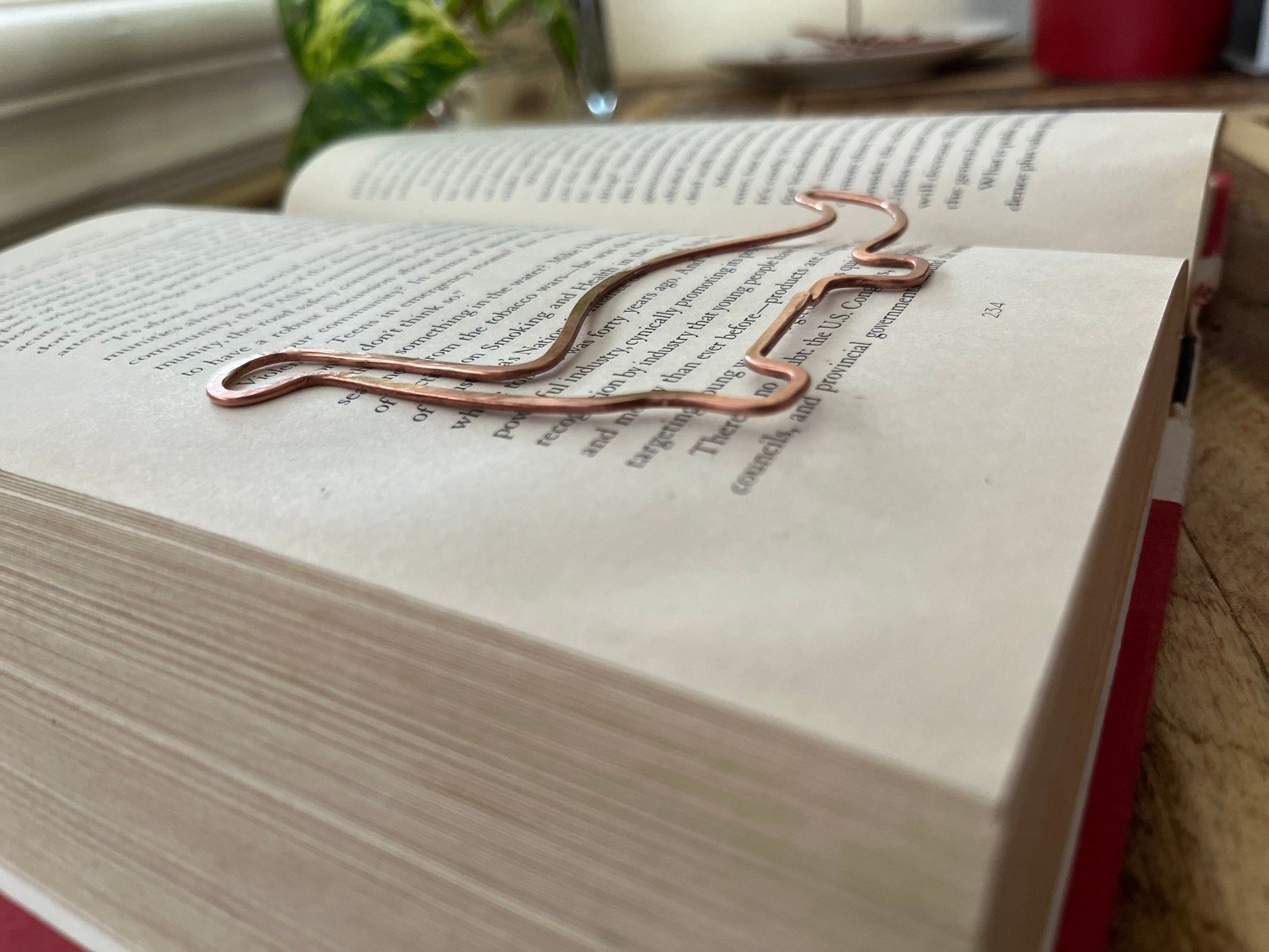Dinosaur Bookmark | Handmade Salvaged Copper Wire Line Art | Reading Accessories | Journal Diary Notebook Stationary | Bookworm Gift Bookish