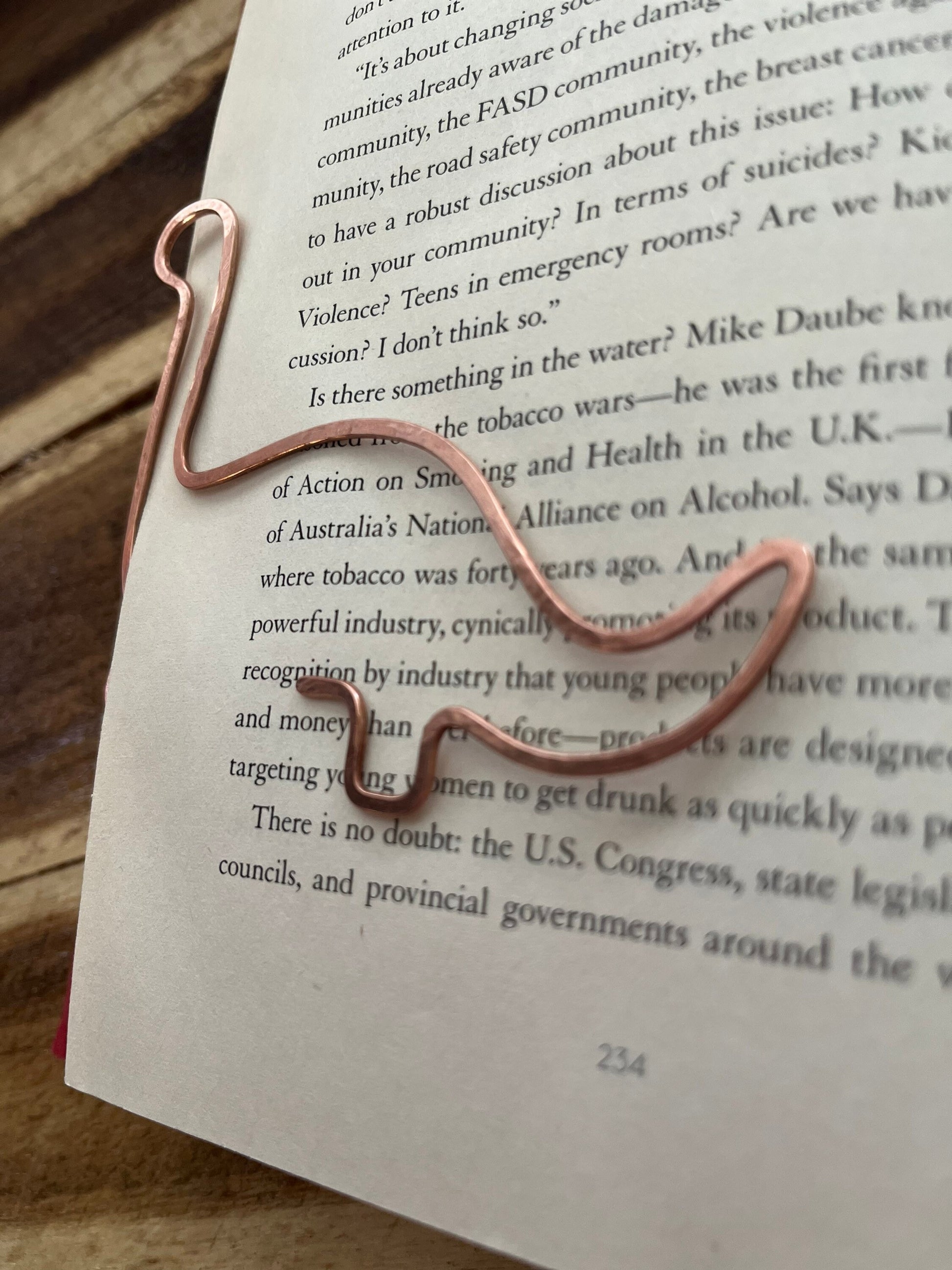 Dinosaur Bookmark | Handmade Salvaged Copper Wire Line Art | Reading Accessories | Journal Diary Notebook Stationary | Bookworm Gift Bookish