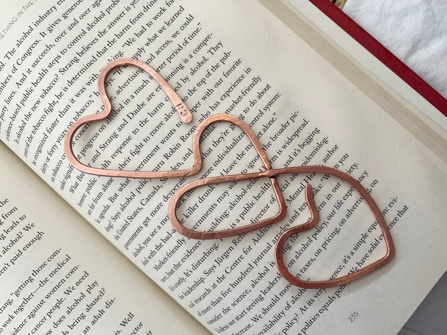 Copper Infinity Heart Handmade Bookmark: Book Lover Gift Book Jewelry Reading Stationary
