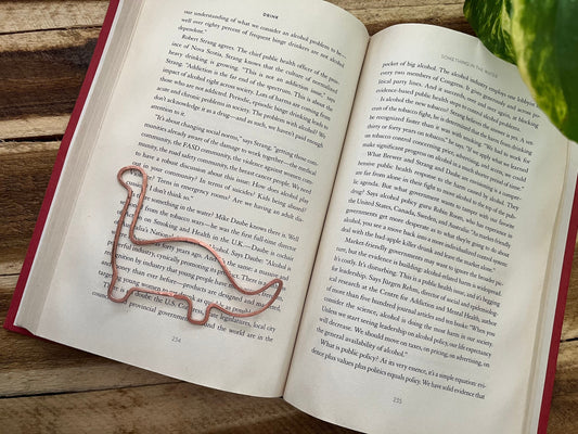 Dinosaur Bookmark | Handmade Salvaged Copper Wire Line Art | Reading Accessories | Journal Diary Notebook Stationary | Bookworm Gift Bookish