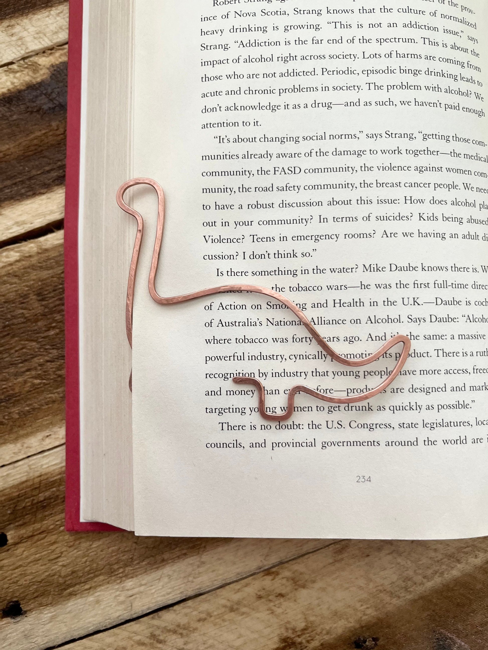 Dinosaur Bookmark | Handmade Salvaged Copper Wire Line Art | Reading Accessories | Journal Diary Notebook Stationary | Bookworm Gift Bookish