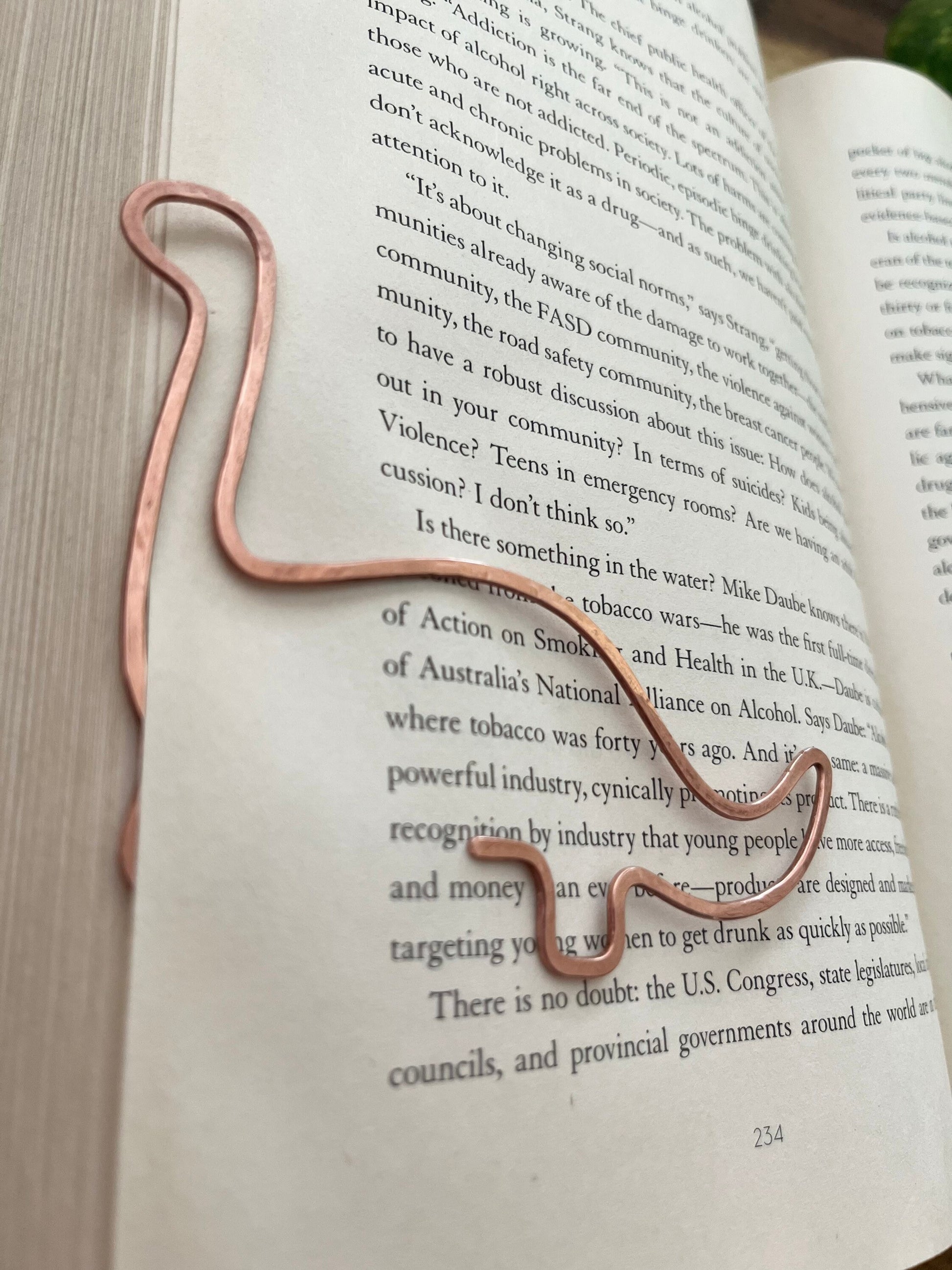 Dinosaur Bookmark | Handmade Salvaged Copper Wire Line Art | Reading Accessories | Journal Diary Notebook Stationary | Bookworm Gift Bookish