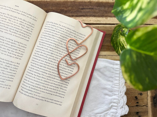 Infinity Love Heart Bookmark | Handmade Copper Wire Line Art | Notebook Diary Accessories | Reading Journal Stationary | Book Jewelry Gift